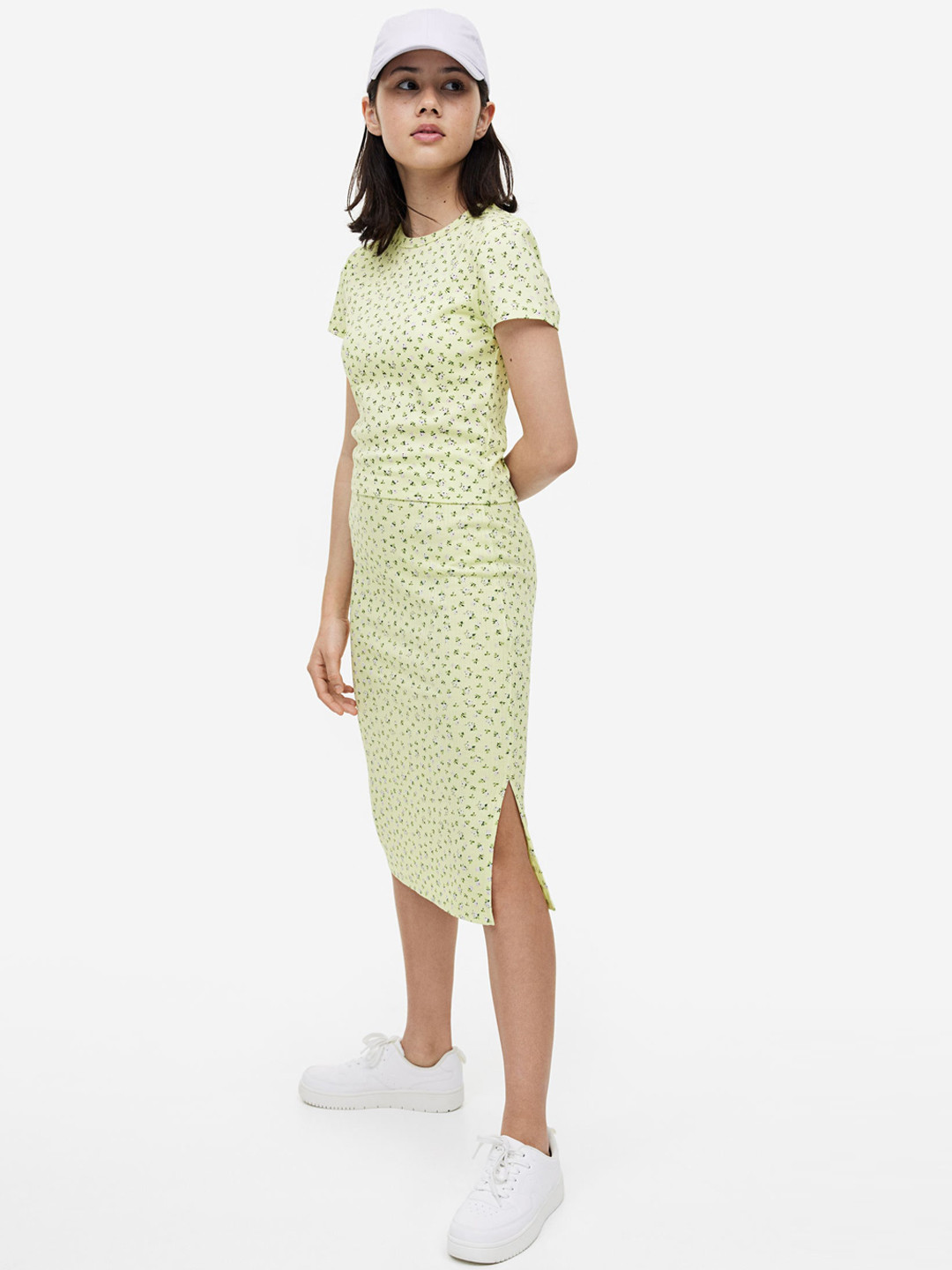 

H&M Girls Ribbed Skirt, Green