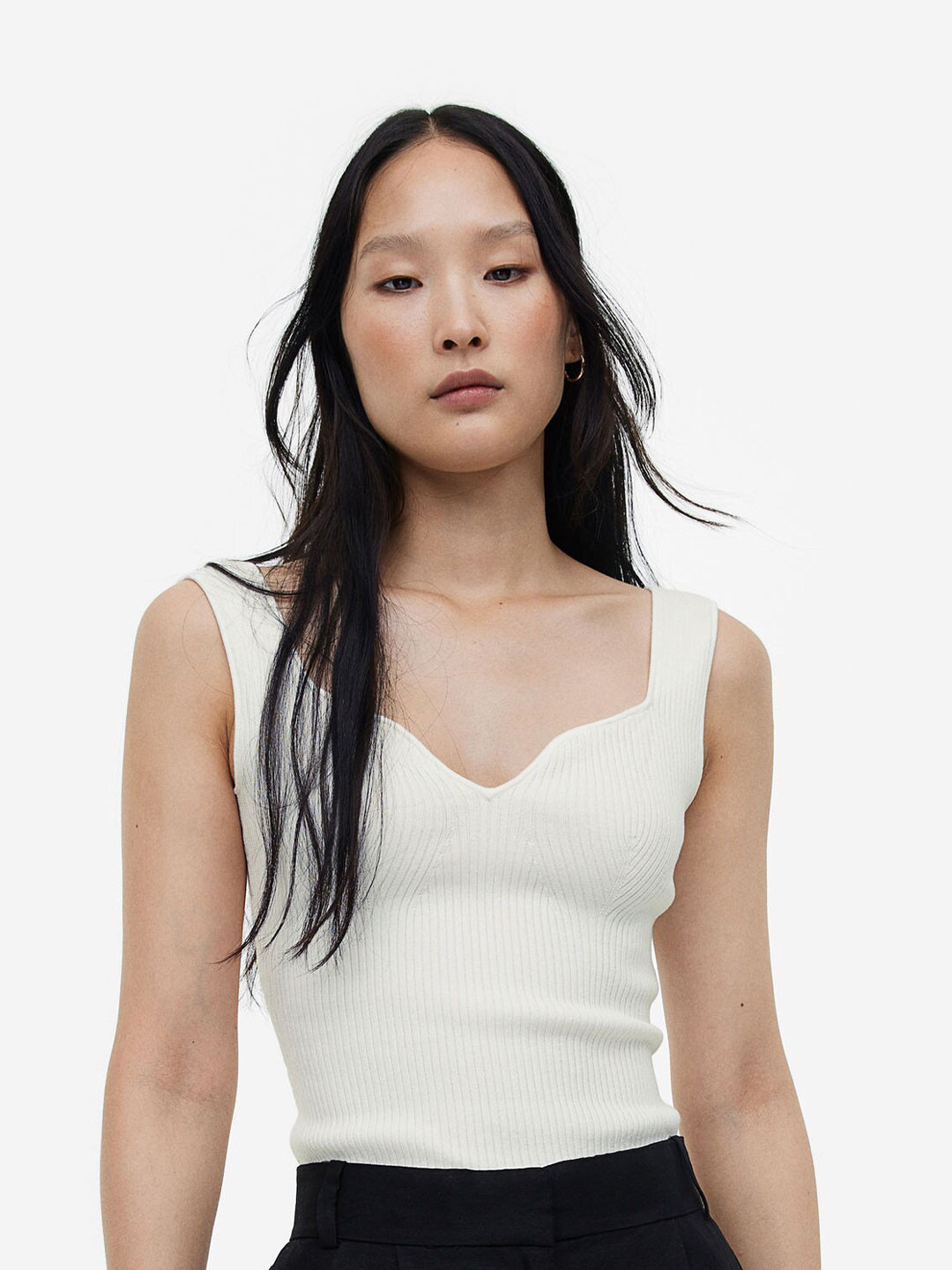 

H&M Rib-Knit Vest Top, White
