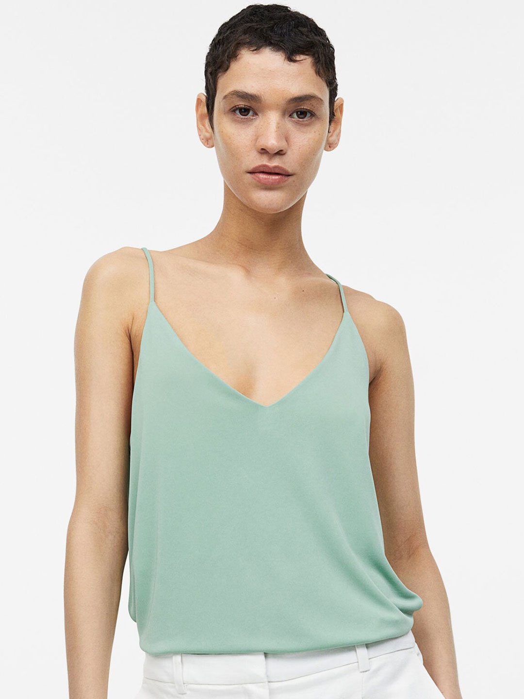 

H&M V-Neck Strappy Top, Green