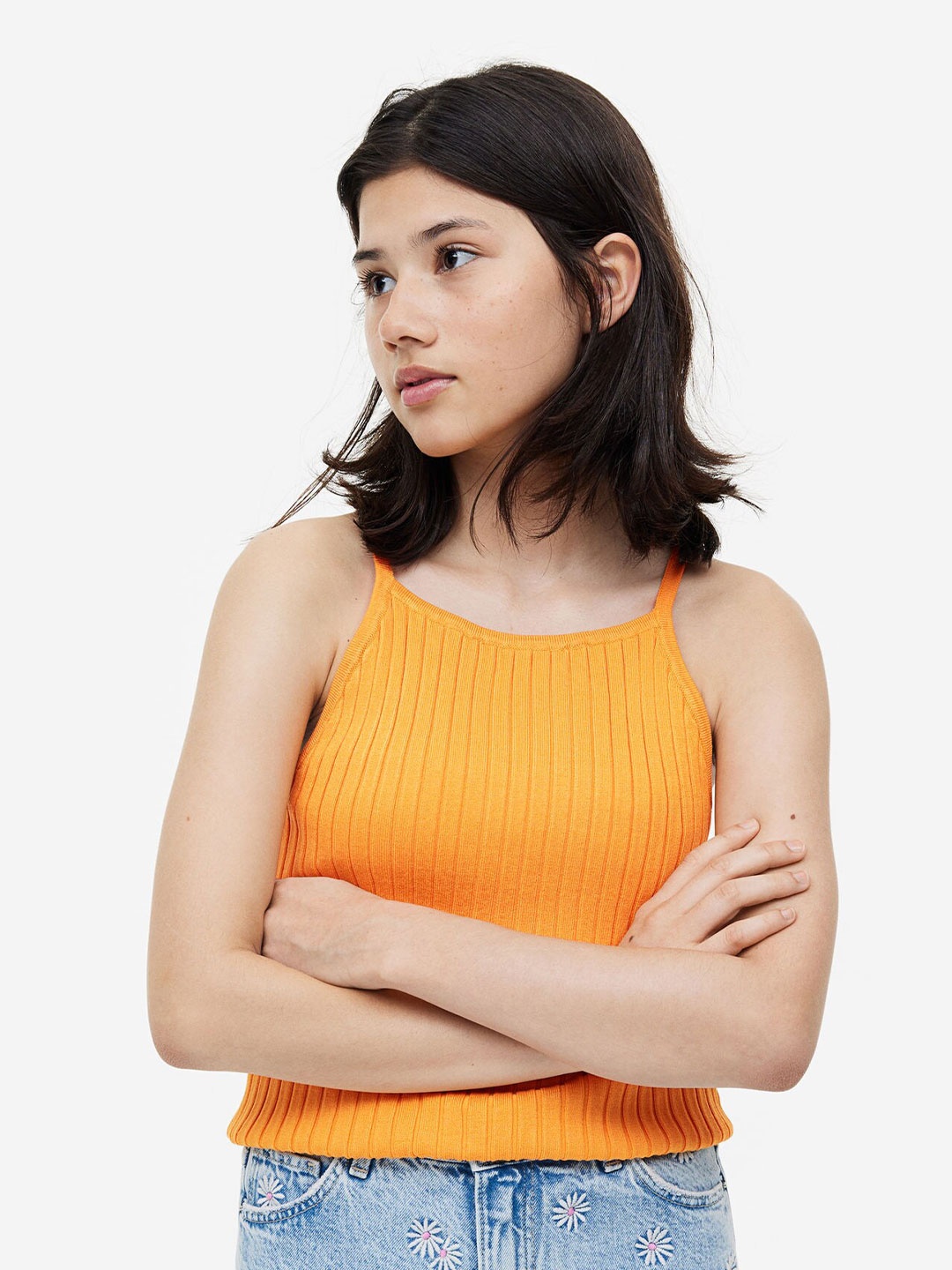 

H&M Girls Rib-Knit Vest Top, Orange