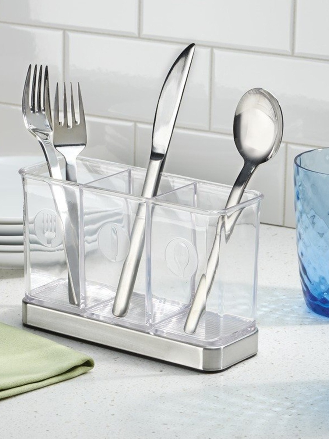 

INTERDESIGN White & Steel-Toned Kitchen Organizer