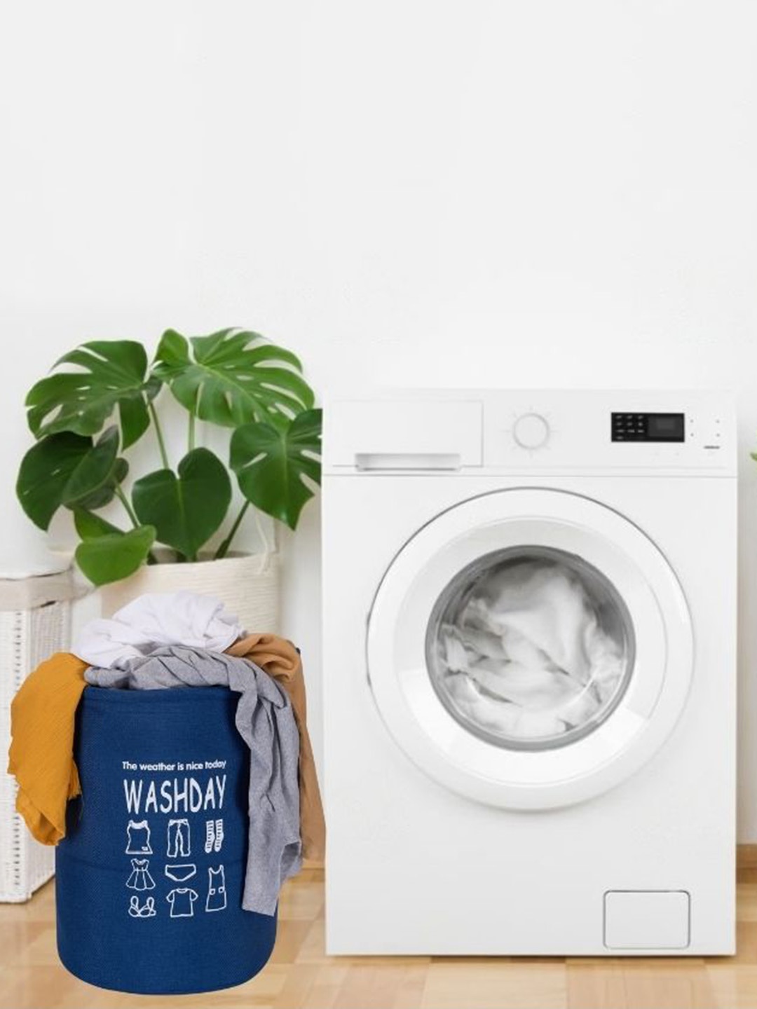 

Black gold Blue & White Printed Foldable Laundry Bag