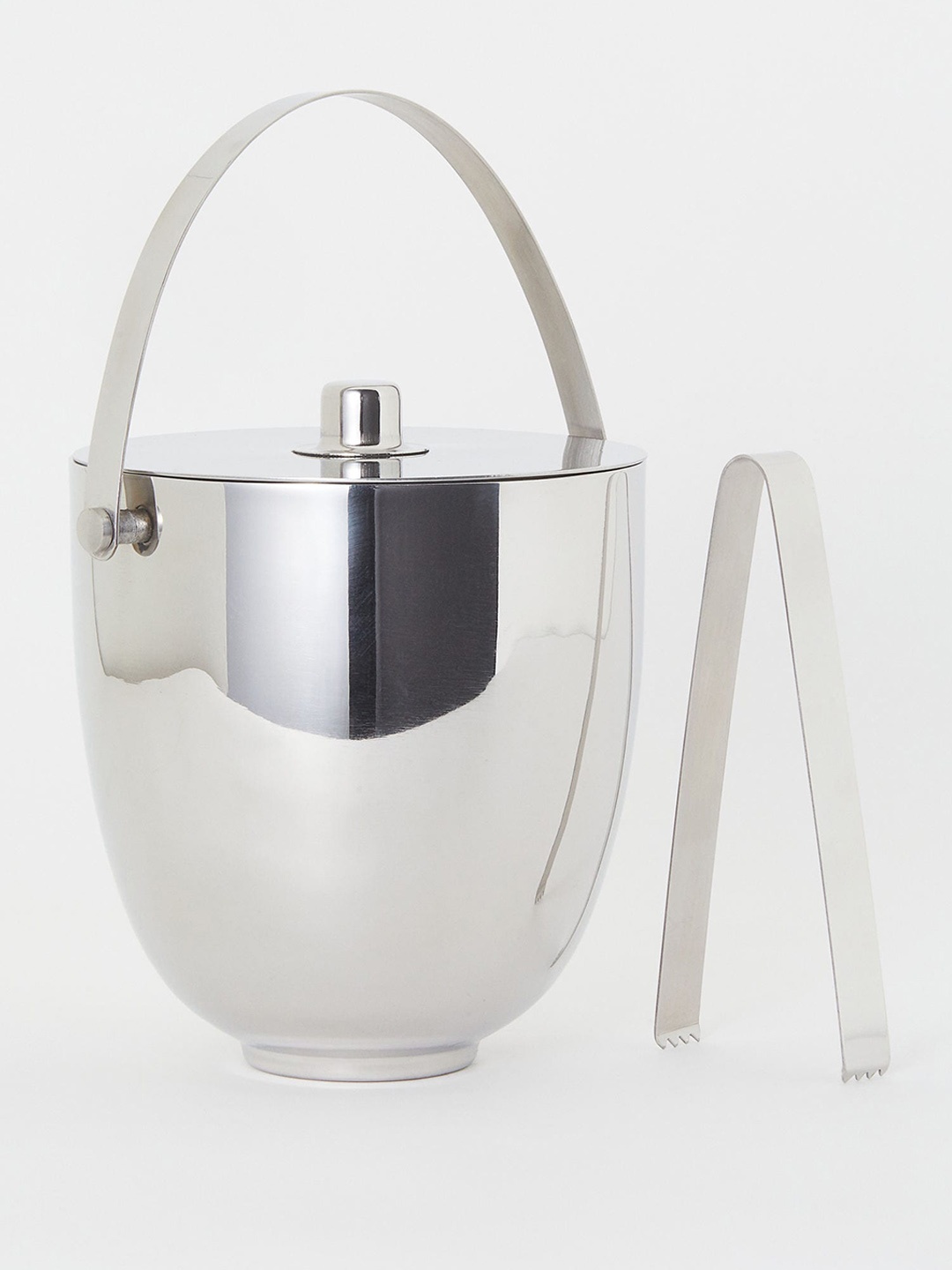 

H&M Lidded Ice Bucket And Tongs, Silver