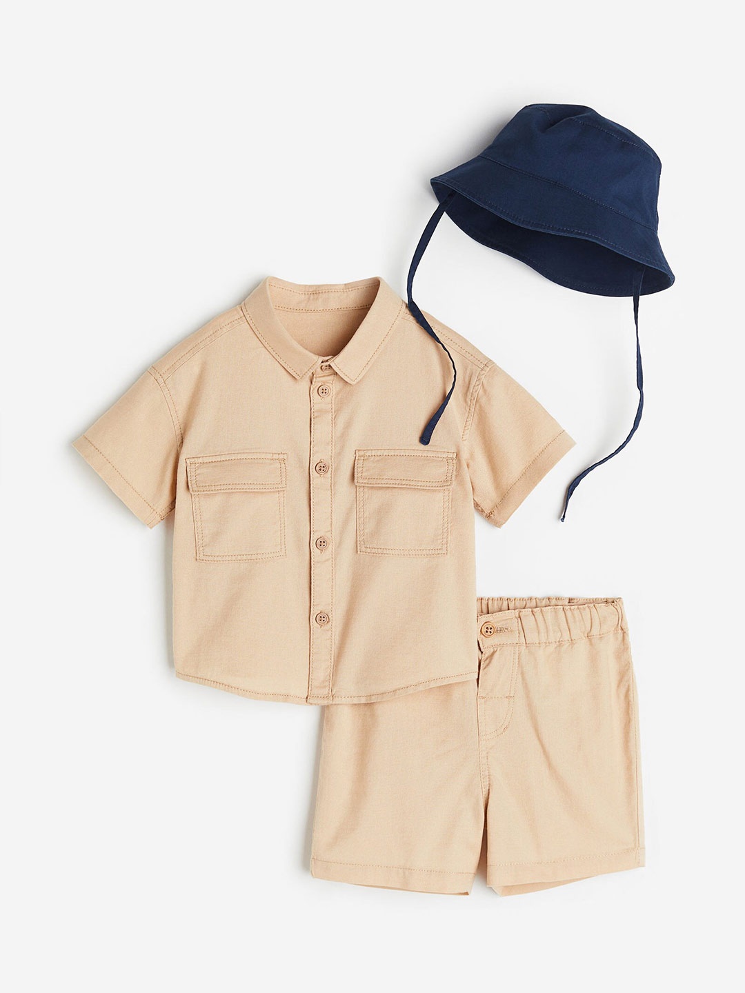 

H&M Boys 3-Piece Cotton Set, Beige