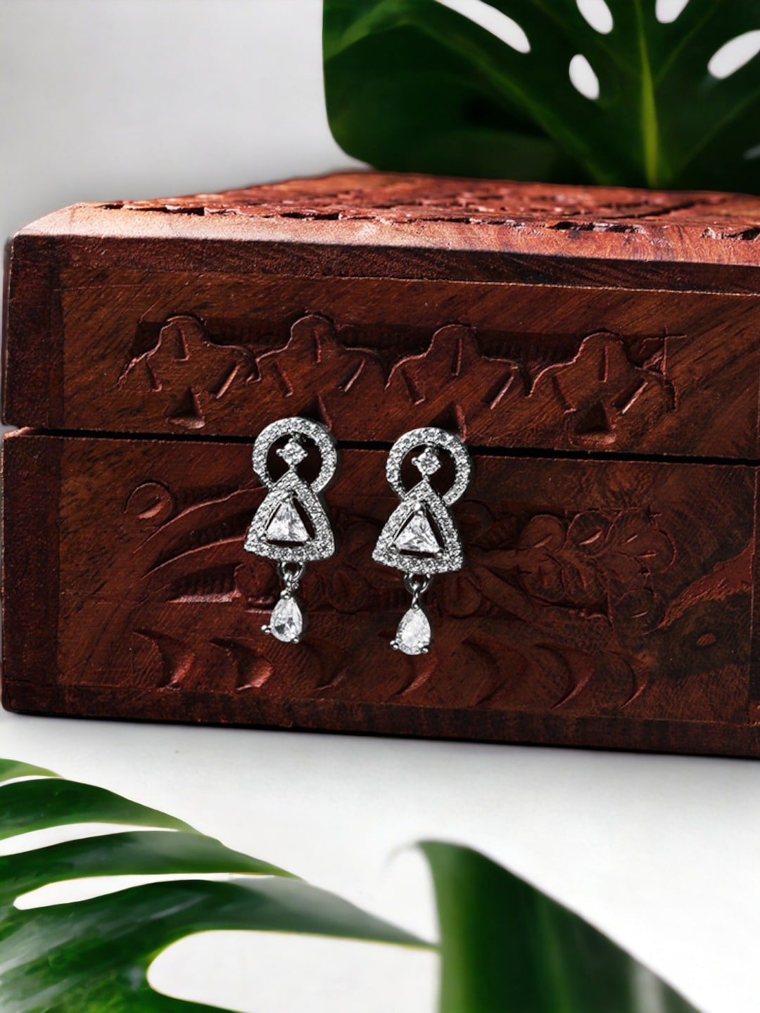 

DressBerry Silver-Plated Diamond Shaped Drop Earrings