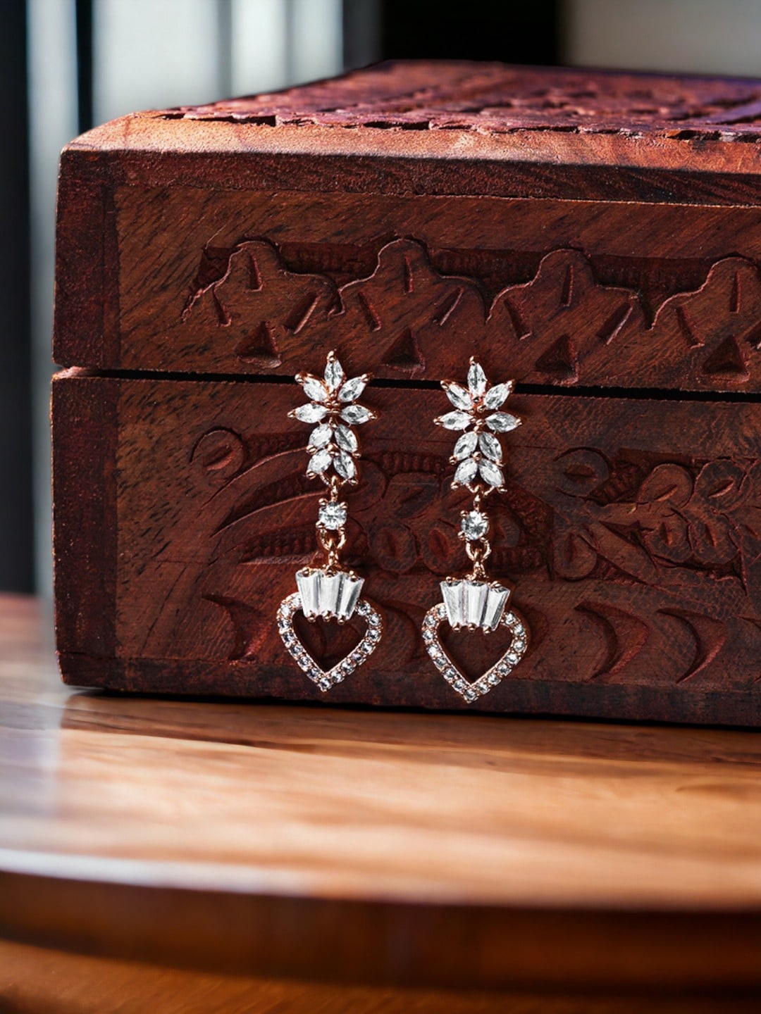 DressBerry Rose Gold-Plated Teardrop Shaped Drop Earrings