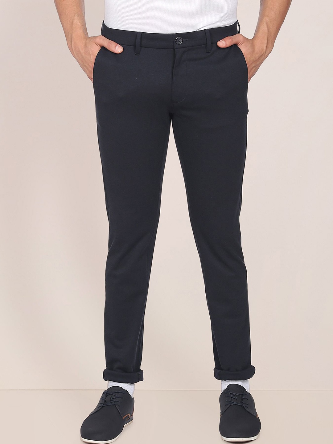 

U.S. Polo Assn. Men Slim Fit Mid-Rise Trousers, Black