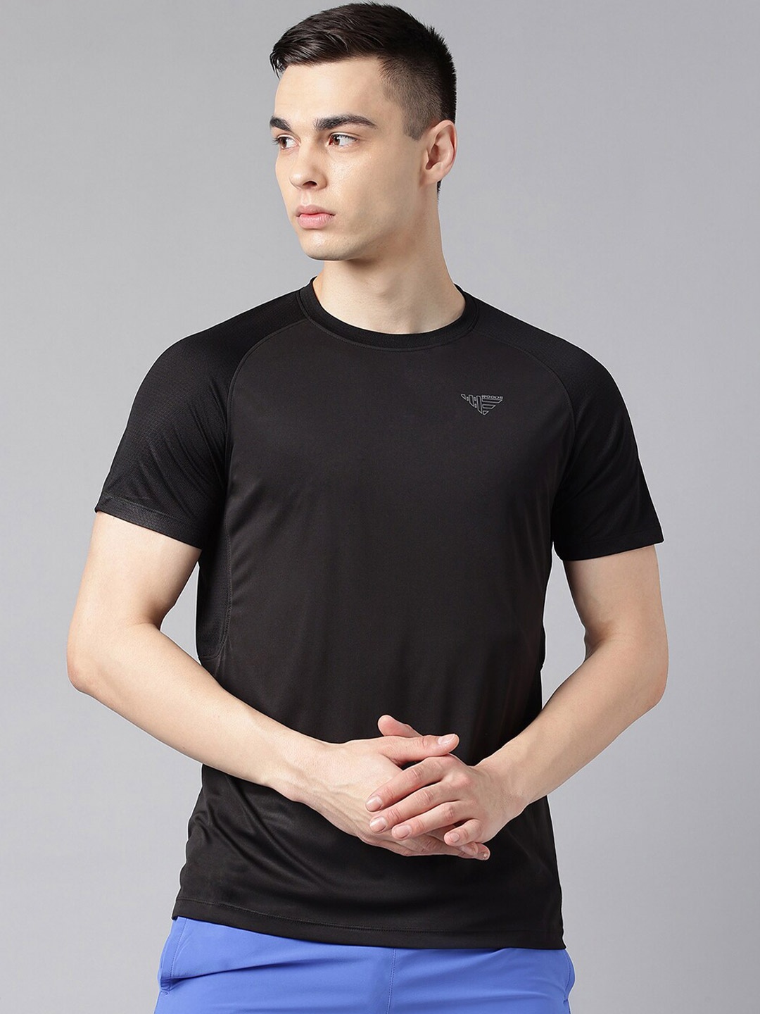 

Woods Round Neck Antimicrobial Training or Gym T-shirt, Black