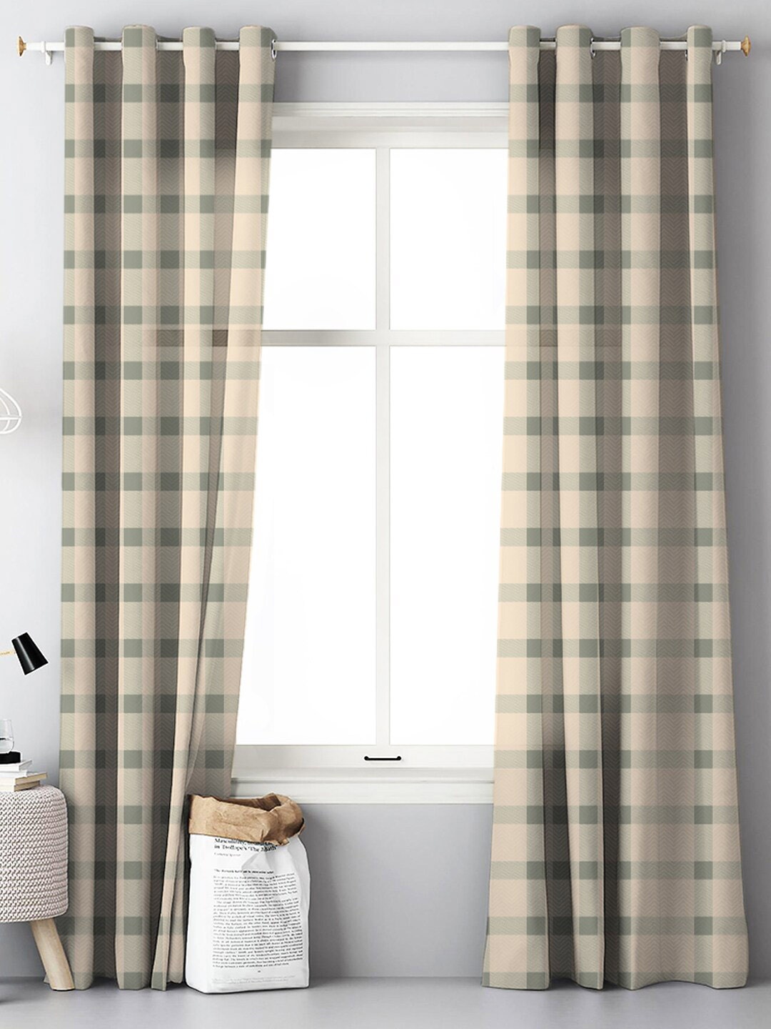 

SPACES Boho Green & Yellow 2 Pieces Geometric Room Darkening Window Curtain