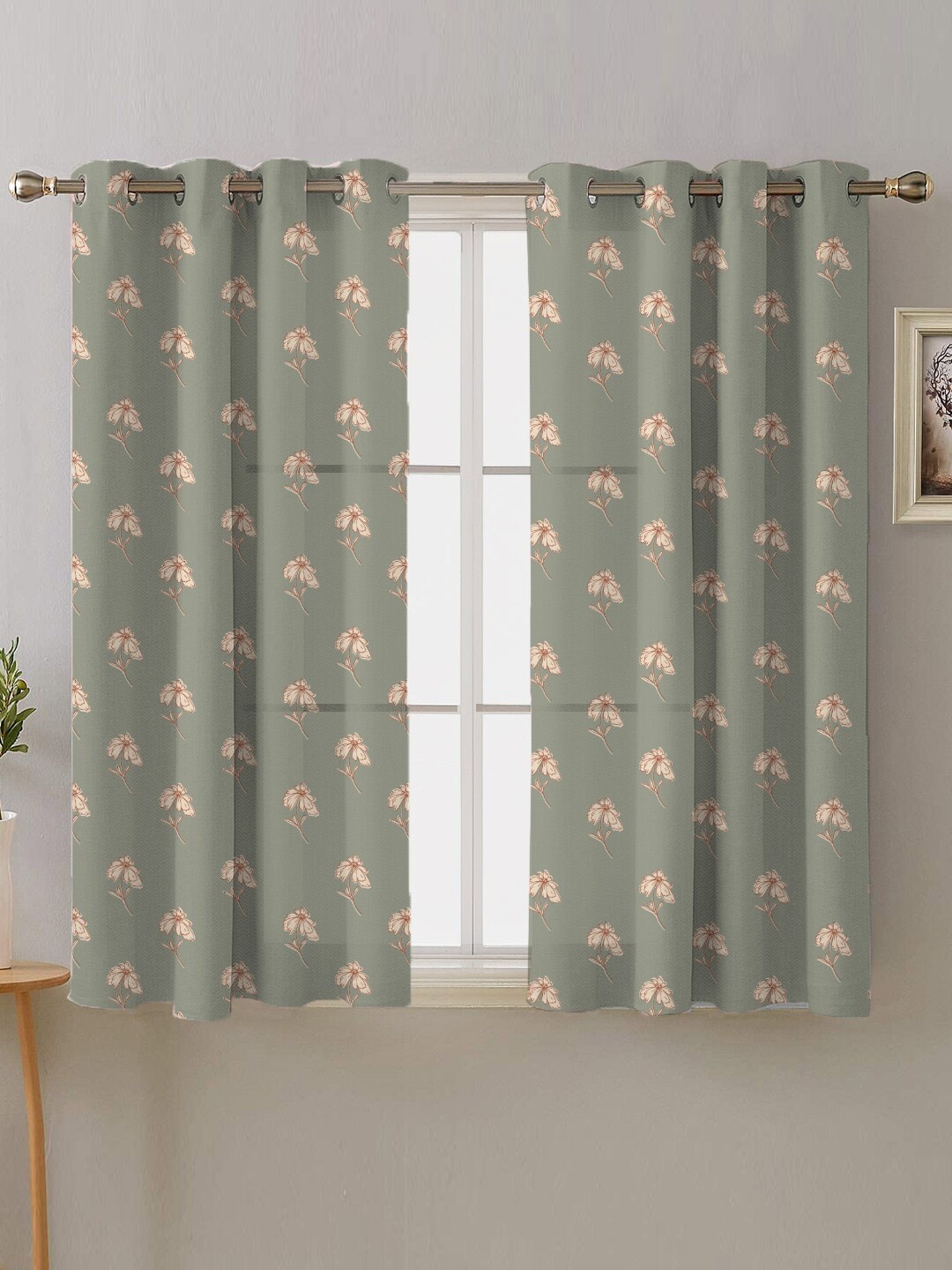 

SPACES Boho Green & Brown 2 Pieces Floral Room Darkening Window Curtains