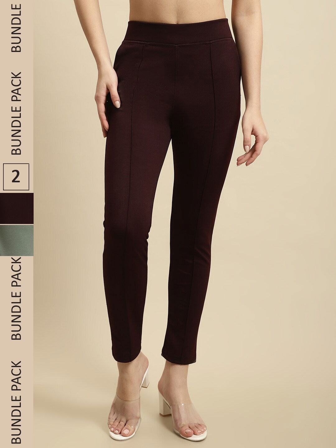 

TAG 7 Pack Of 2 Skinny Fit Jeggings, Maroon