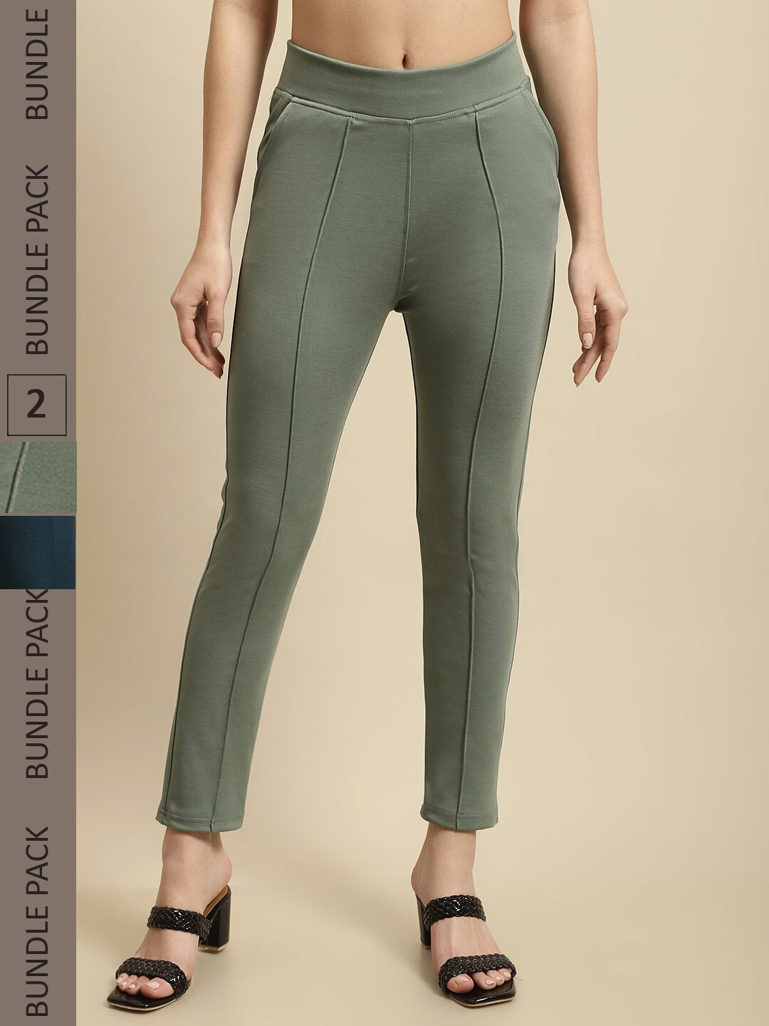 

TAG 7 Pack Of 2 Skinny Fit Jeggings, Olive