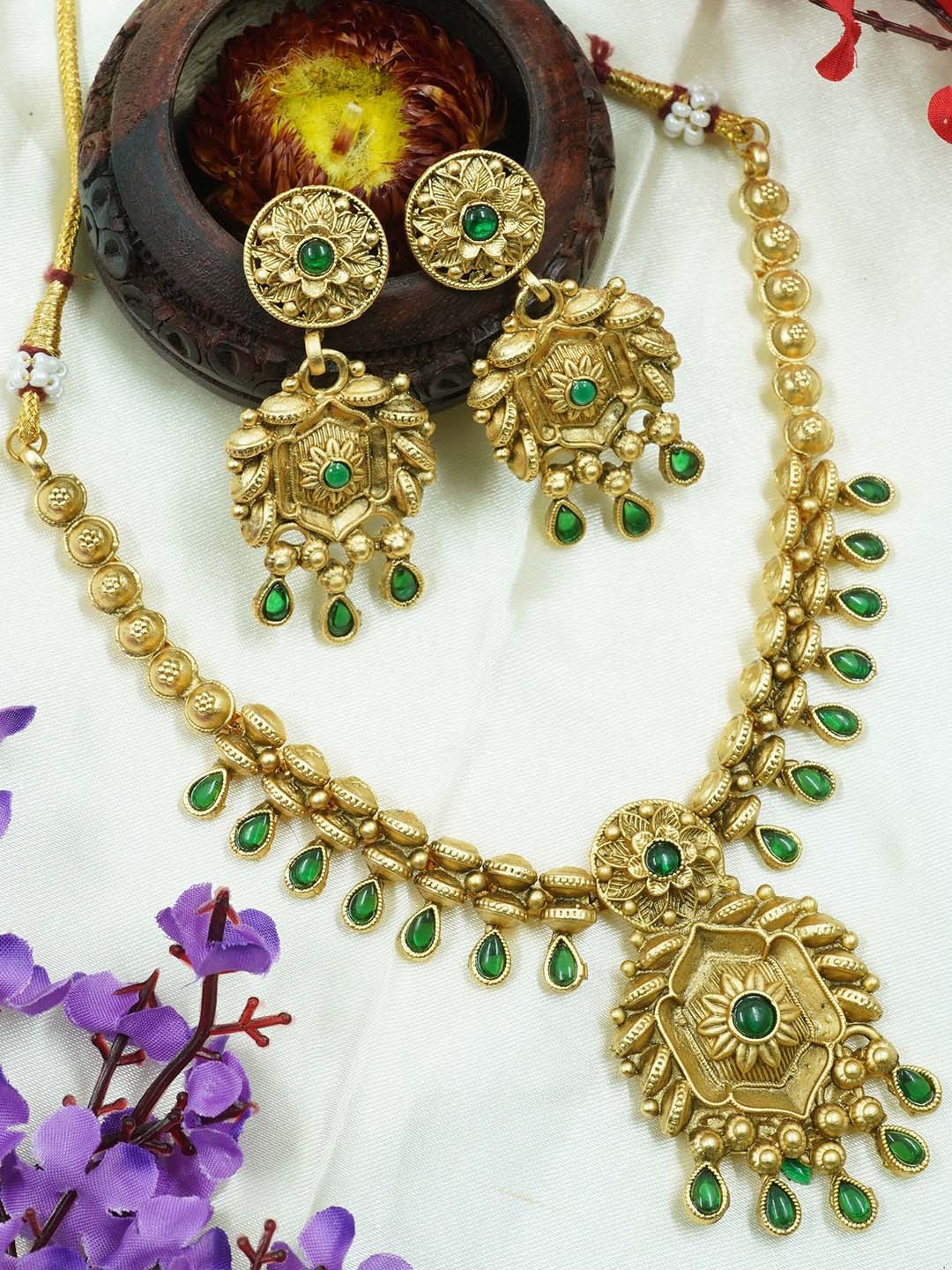 

GRIIHAM Gold-Plated AD-Studded Jewellery Set