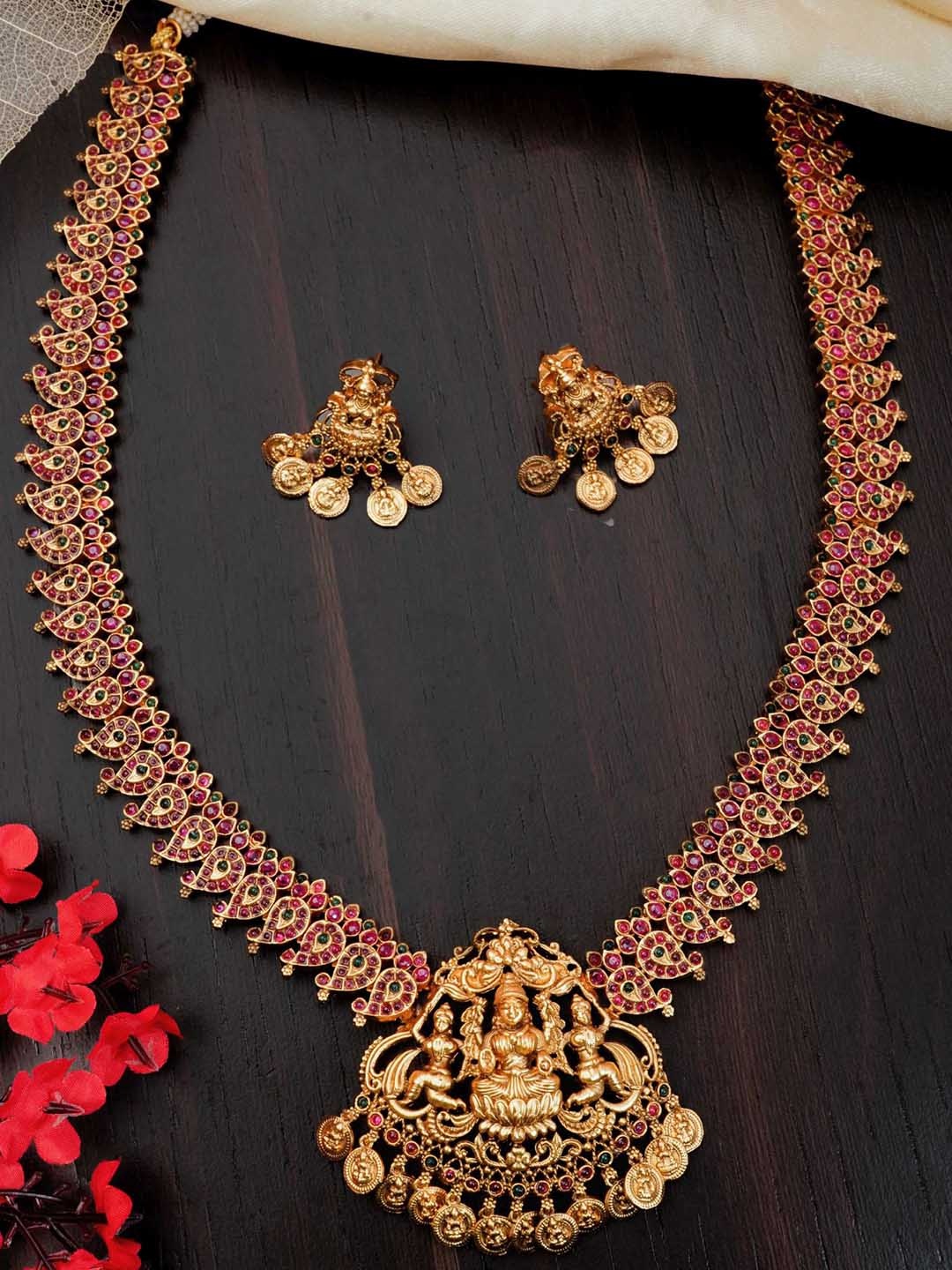 

GRIIHAM Gold-Plated AD-Studded High Premium Jewellery Set