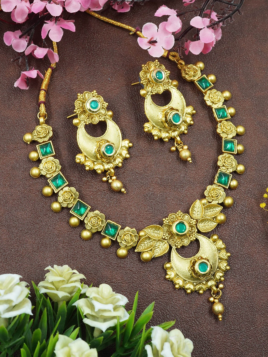 

GRIIHAM Gold-Plated AD-Studded Premium Jewellery Set