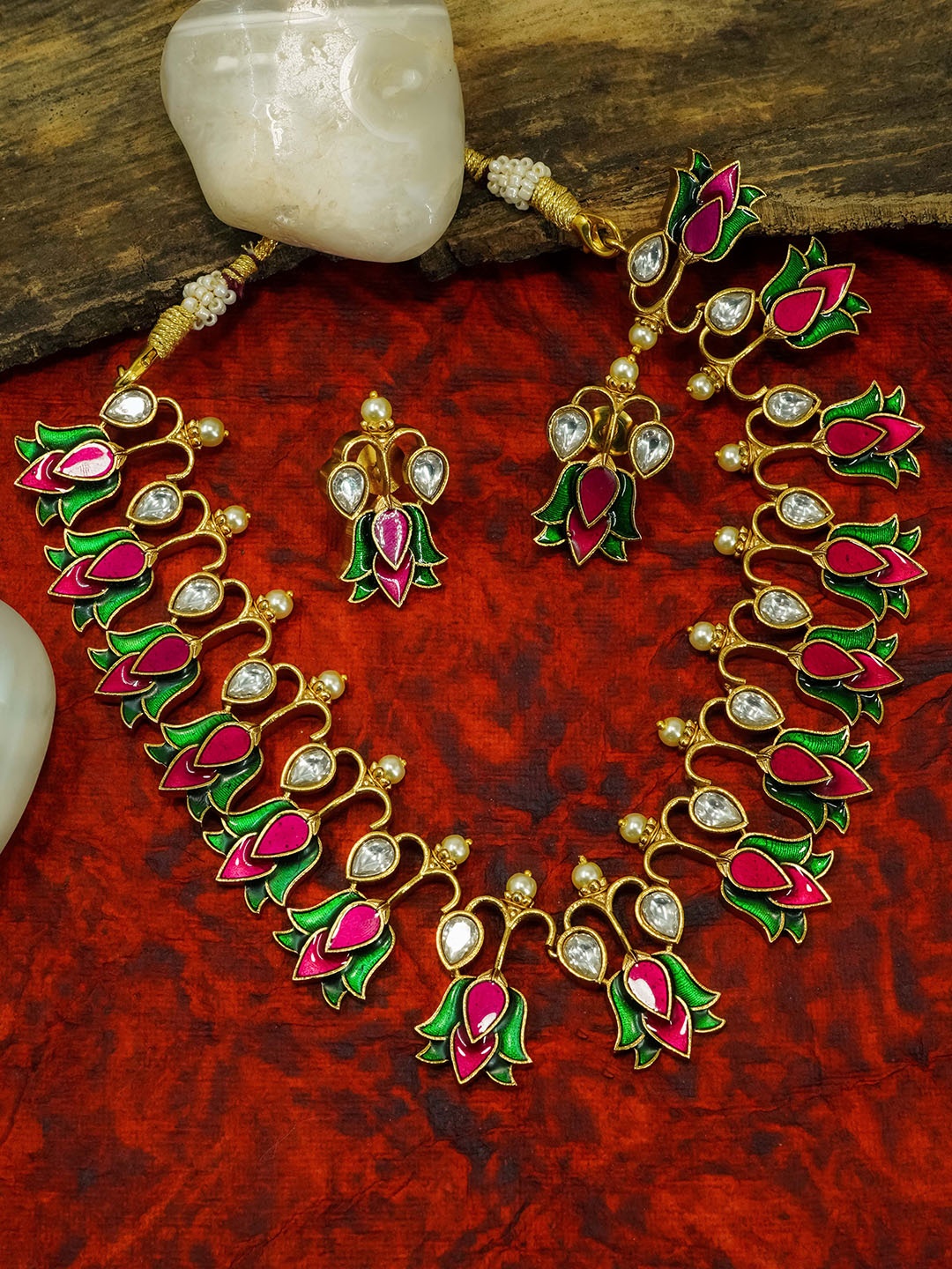 

GRIIHAM Gold-Plated CZ-Studded High Premium Antique Jewellery Set