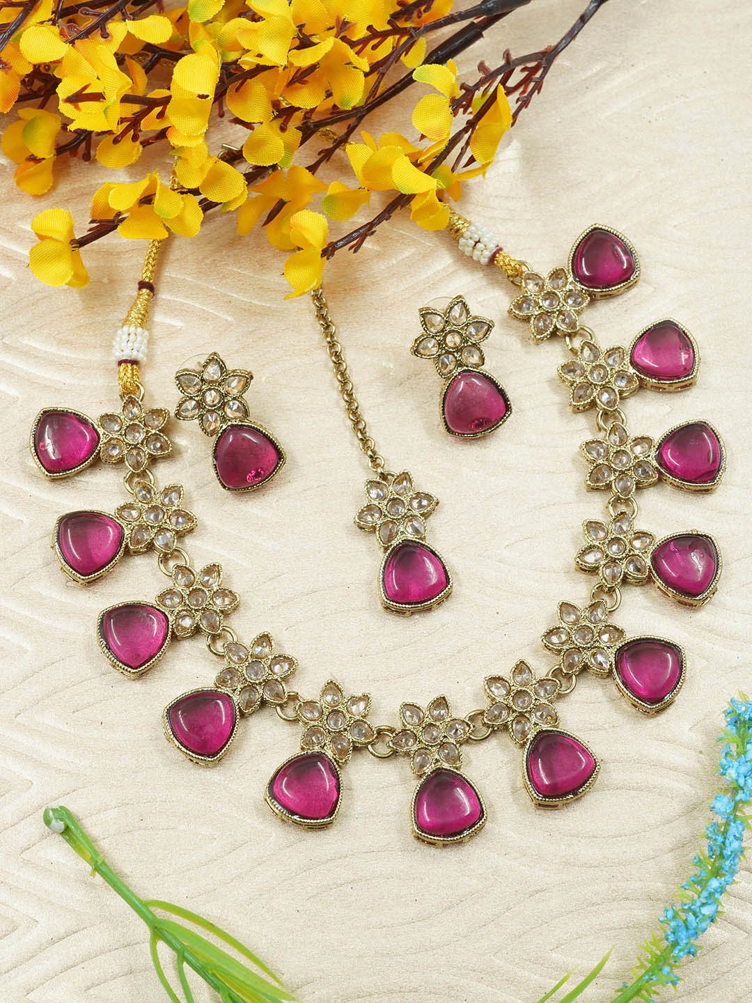 

GRIIHAM Gold-Plated AD-Studded Jewellery Set