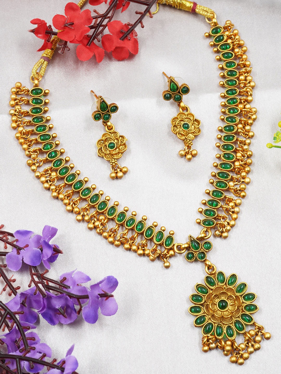 

GRIIHAM Gold-Plated CZ-Studded Premium Jewellery Set