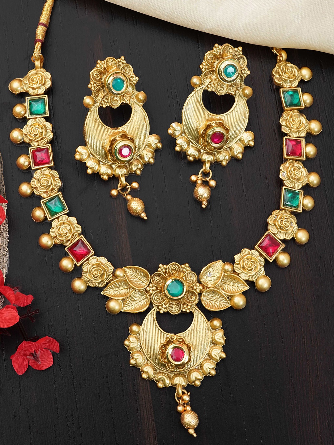 

GRIIHAM Gold-Plated AD-Studded Premium Jewellery Set