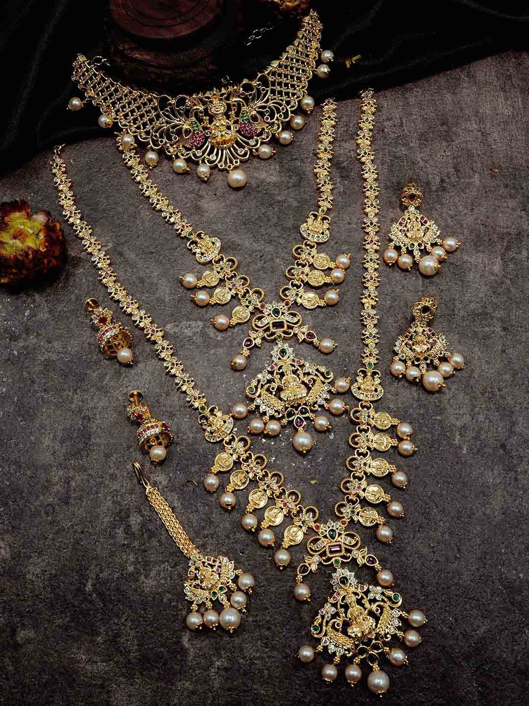 

GRIIHAM Gold-Plated CZ-Studded Brass Jewellery Set