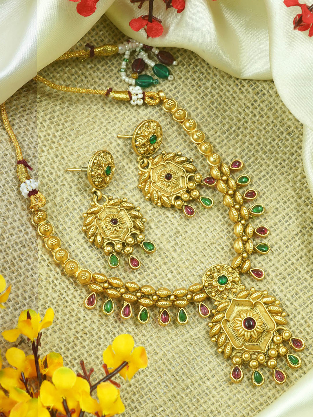 

GRIIHAM Gold Plated AD-Studded Jewellery Set
