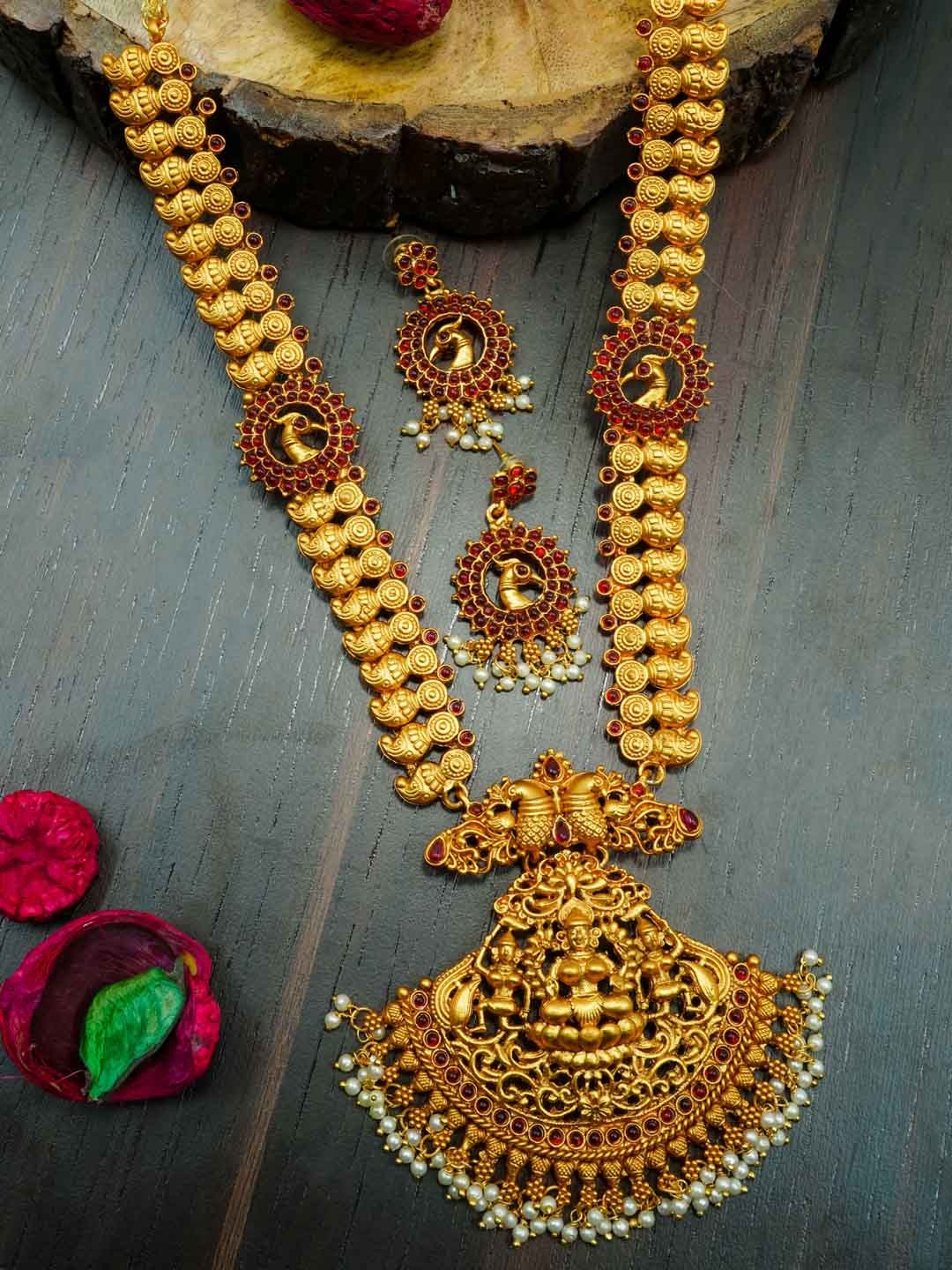 

GRIIHAM Gold Plated AD-Studded Laxmi Jewellery Set