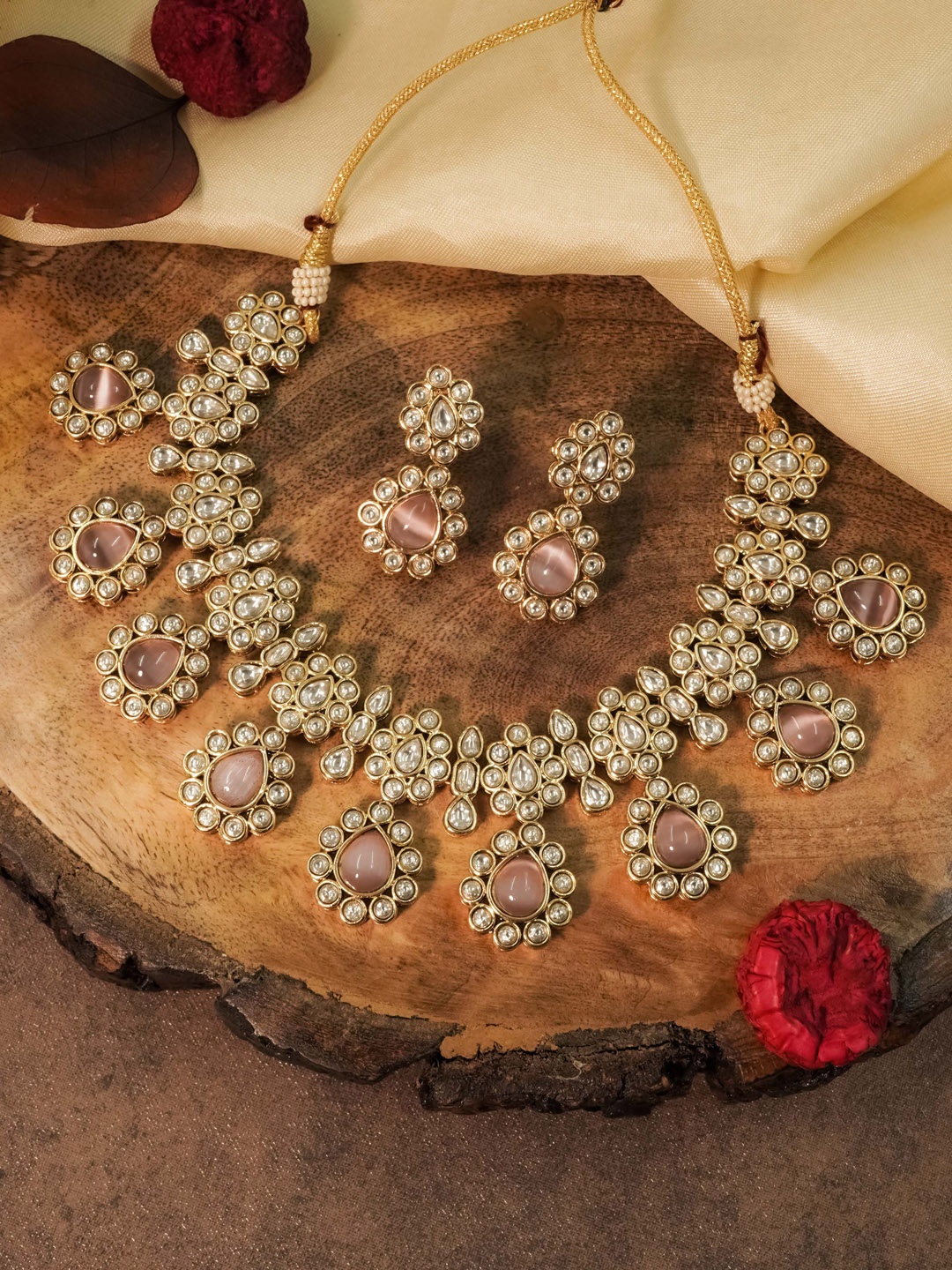 

GRIIHAM Gold-Plated AD Studded Jewellery Set