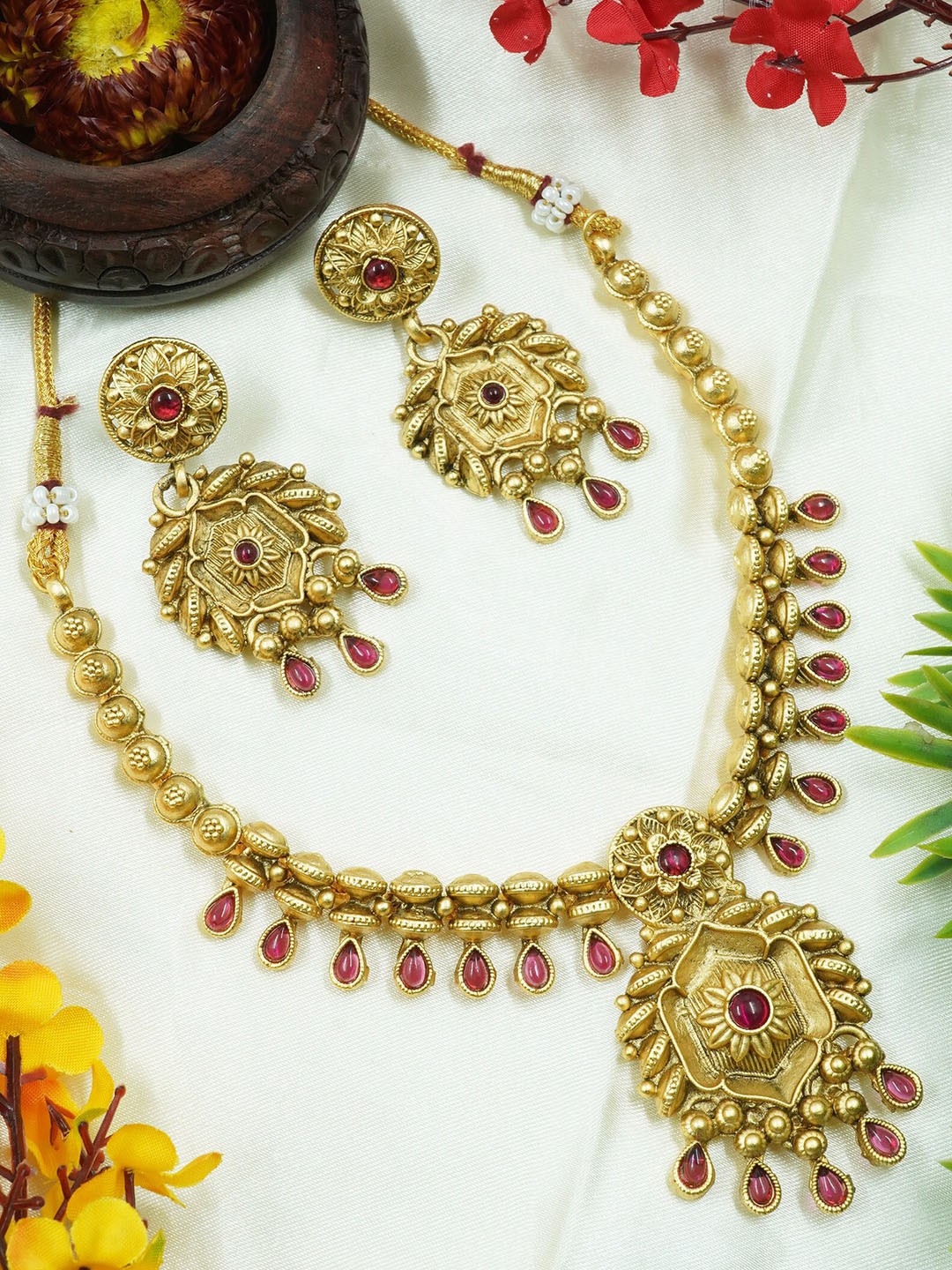 

GRIIHAM Gold-Plated CZ Studded Jewellery Set