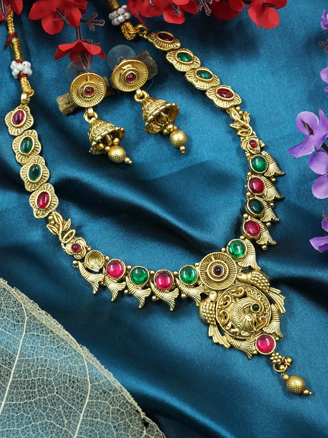 

GRIIHAM Gold-Plated CZ-Studded Jewellery Set