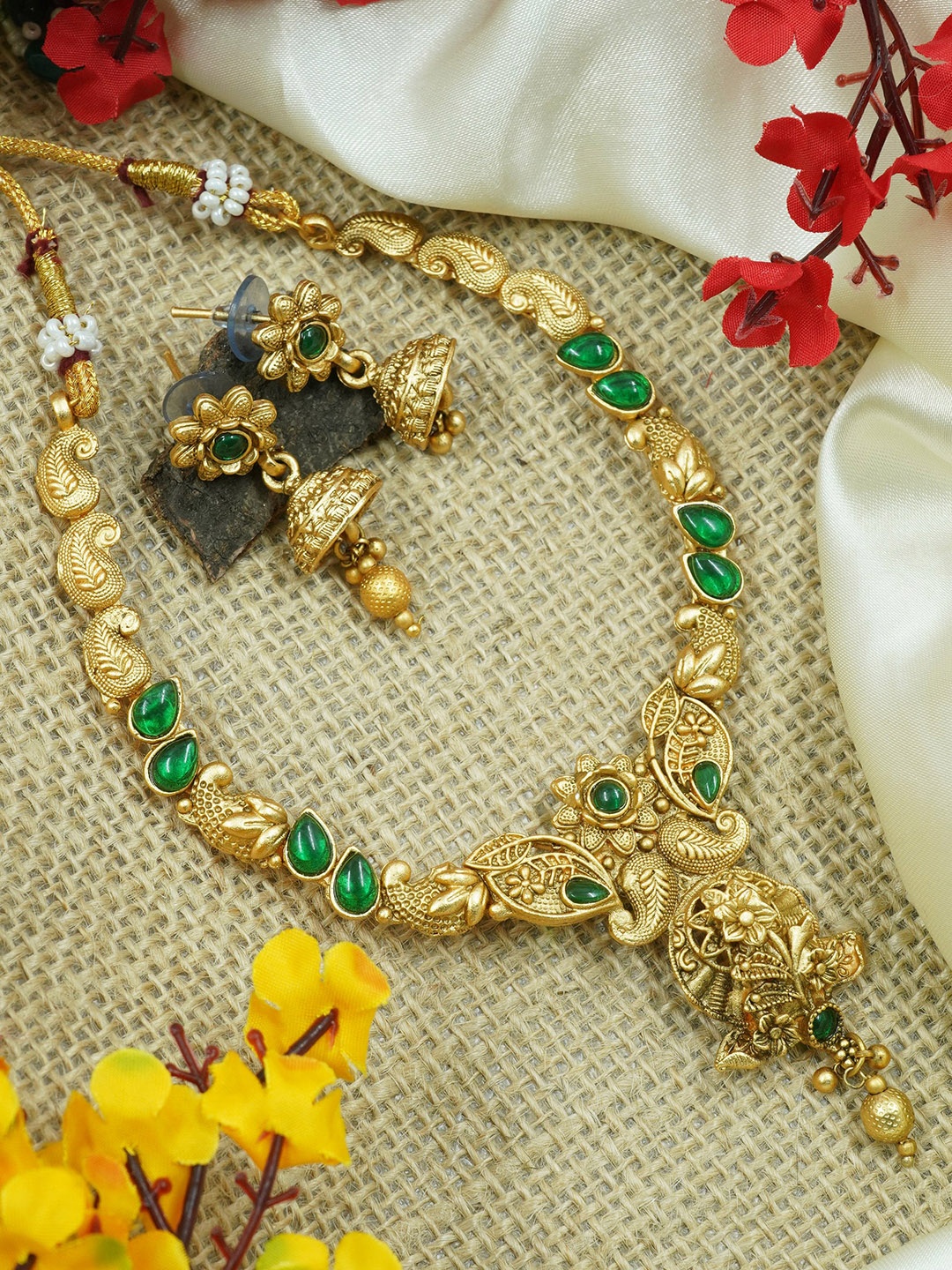 

GRIIHAM Gold-Plated AD Studded Jewellery Set