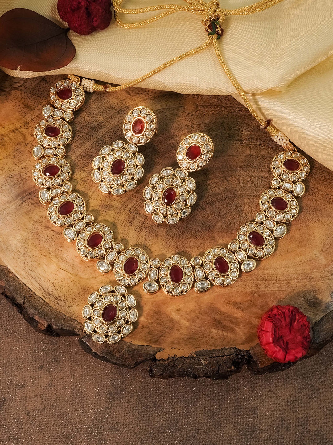 

GRIIHAM Gold-Plated AD Studded Jewellery Set