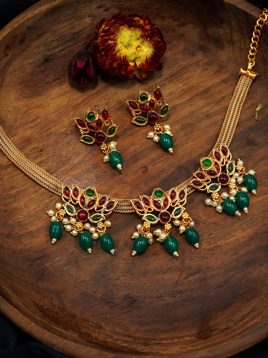 GRIIHAM Gold-Plated CZ Studded Jewellery Set