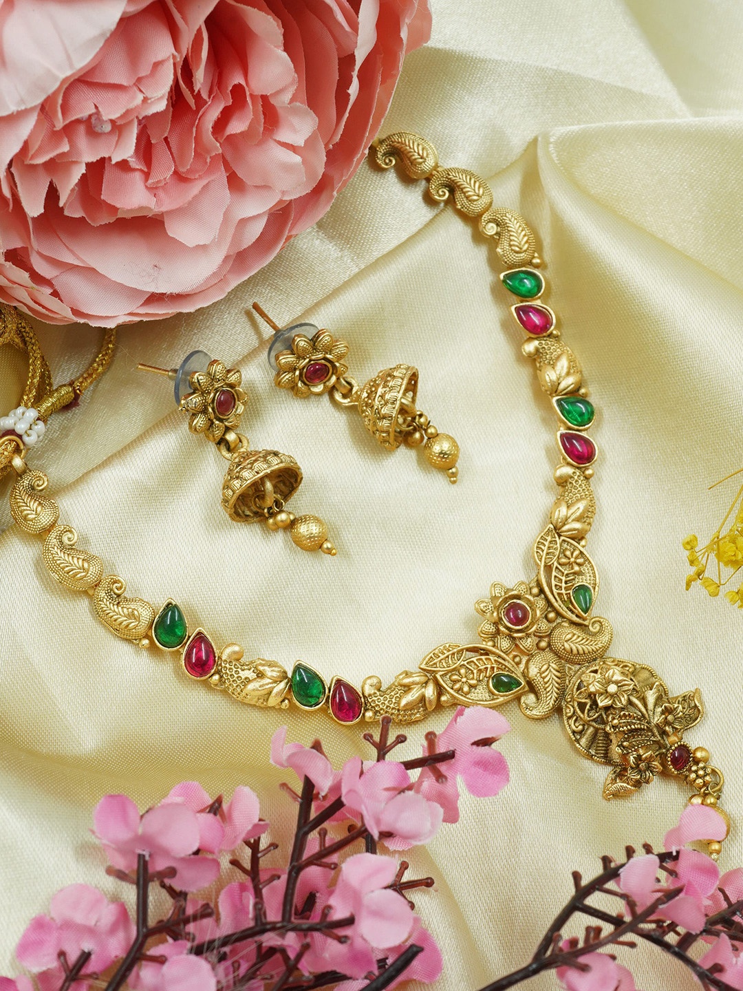

GRIIHAM Gold-Plated AD-Studded Jewellery Set