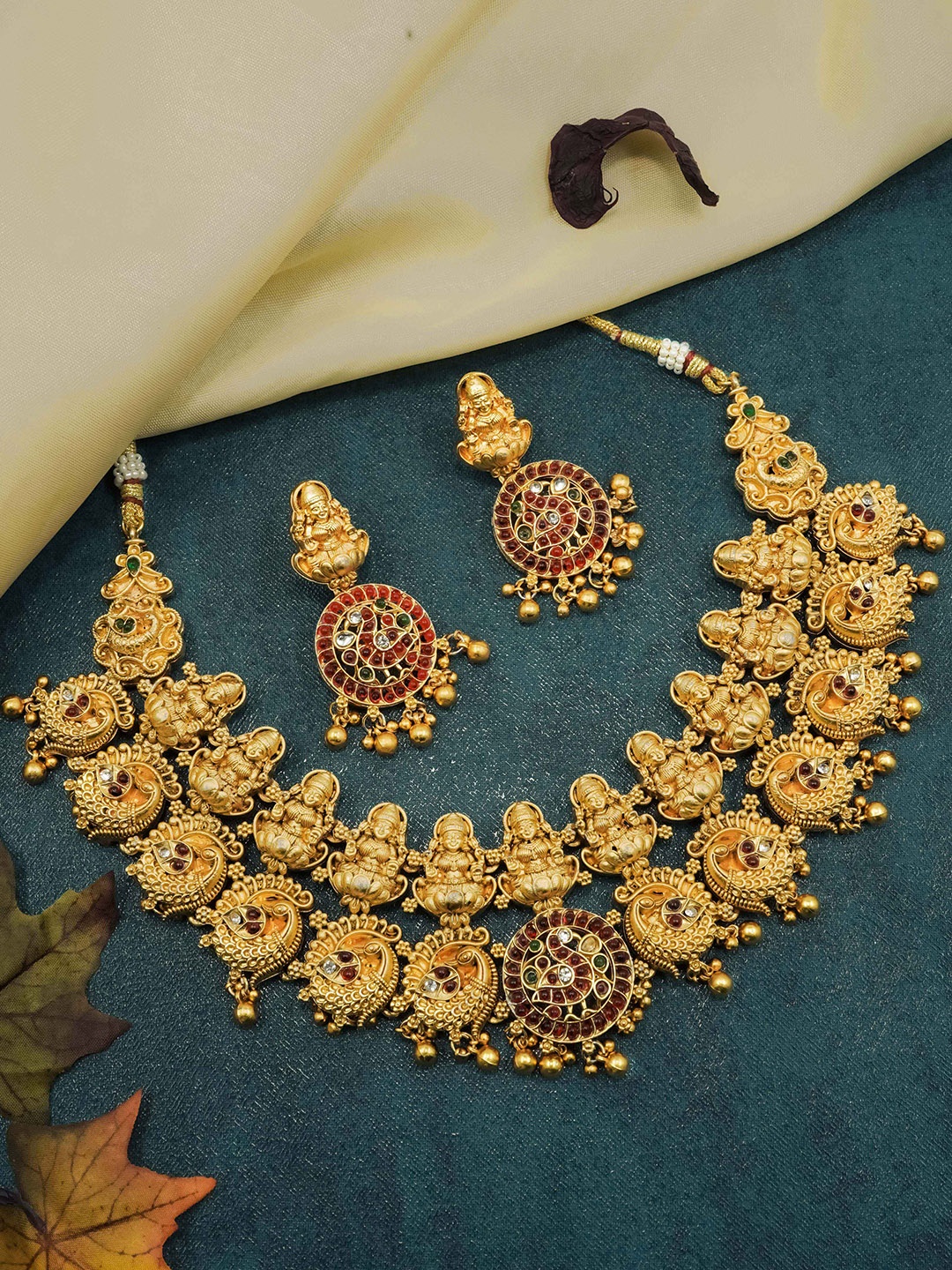 

GRIIHAM Gold-Plated CZ Studded & Beaded Jewellery Set