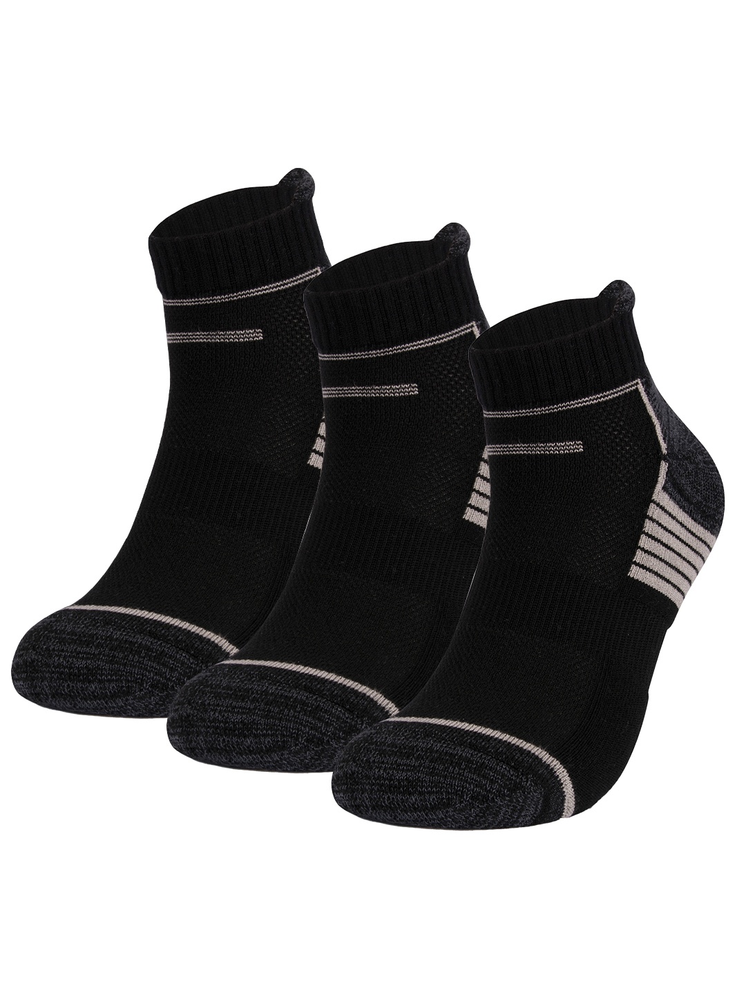 

MUSH Pack Of 3 Patterned Ankle-Length Bamboo Socks, Black