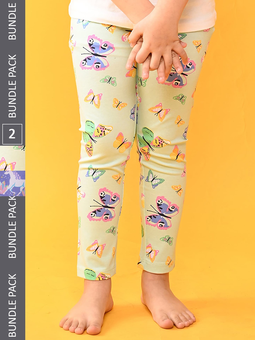 

Anthrilo Girls Pack Of 2 Printed Cotton Ankle Length Lounge Pants, Purple