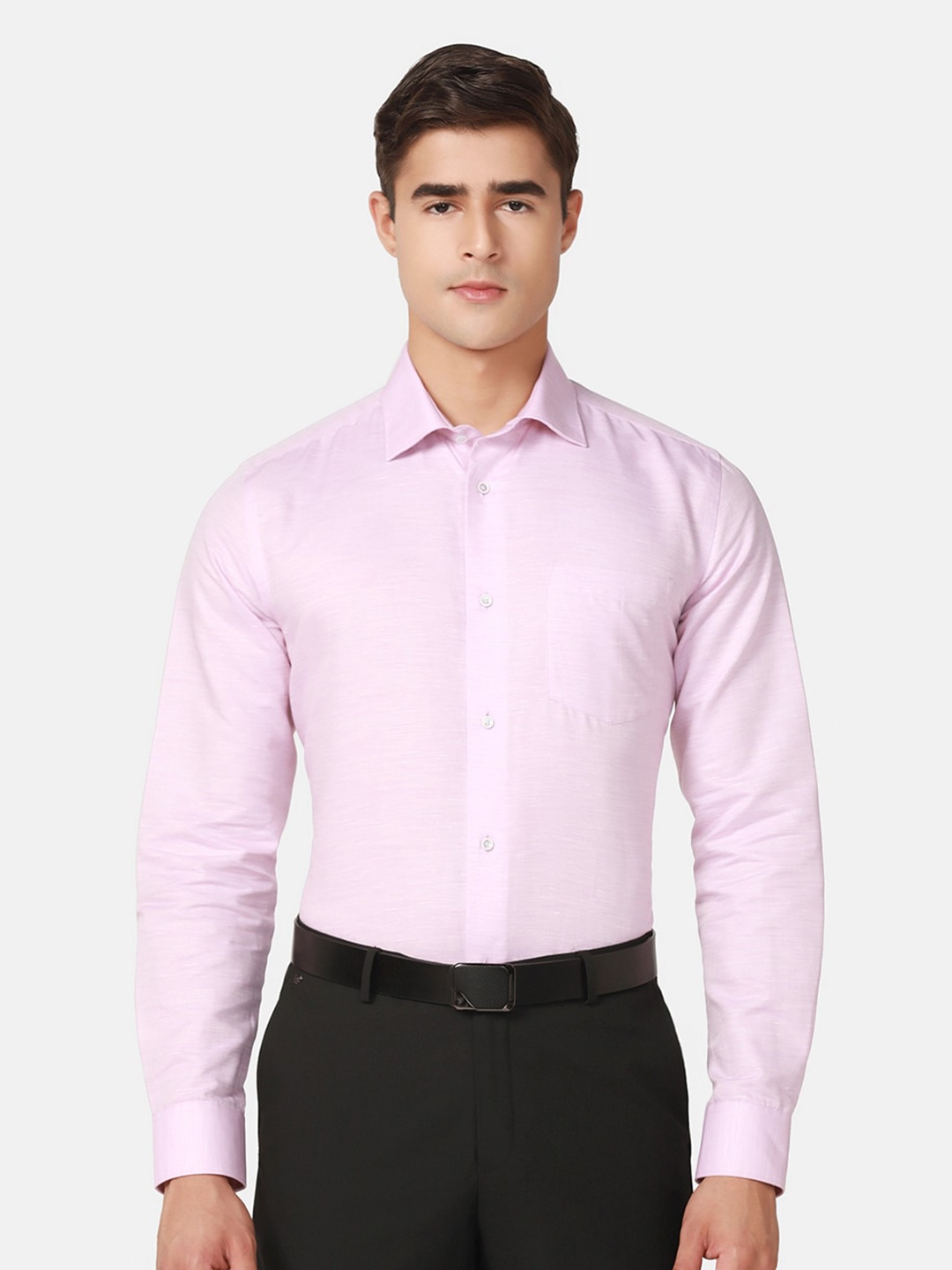 

Blackberrys India Slim Spread Collar Pure Cotton Slim Fit Formal Shirt, Pink