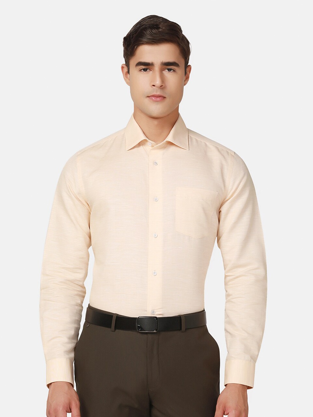 

Blackberrys India Slim Spread Collar Pure Cotton Slim Fit Formal Shirt, Yellow