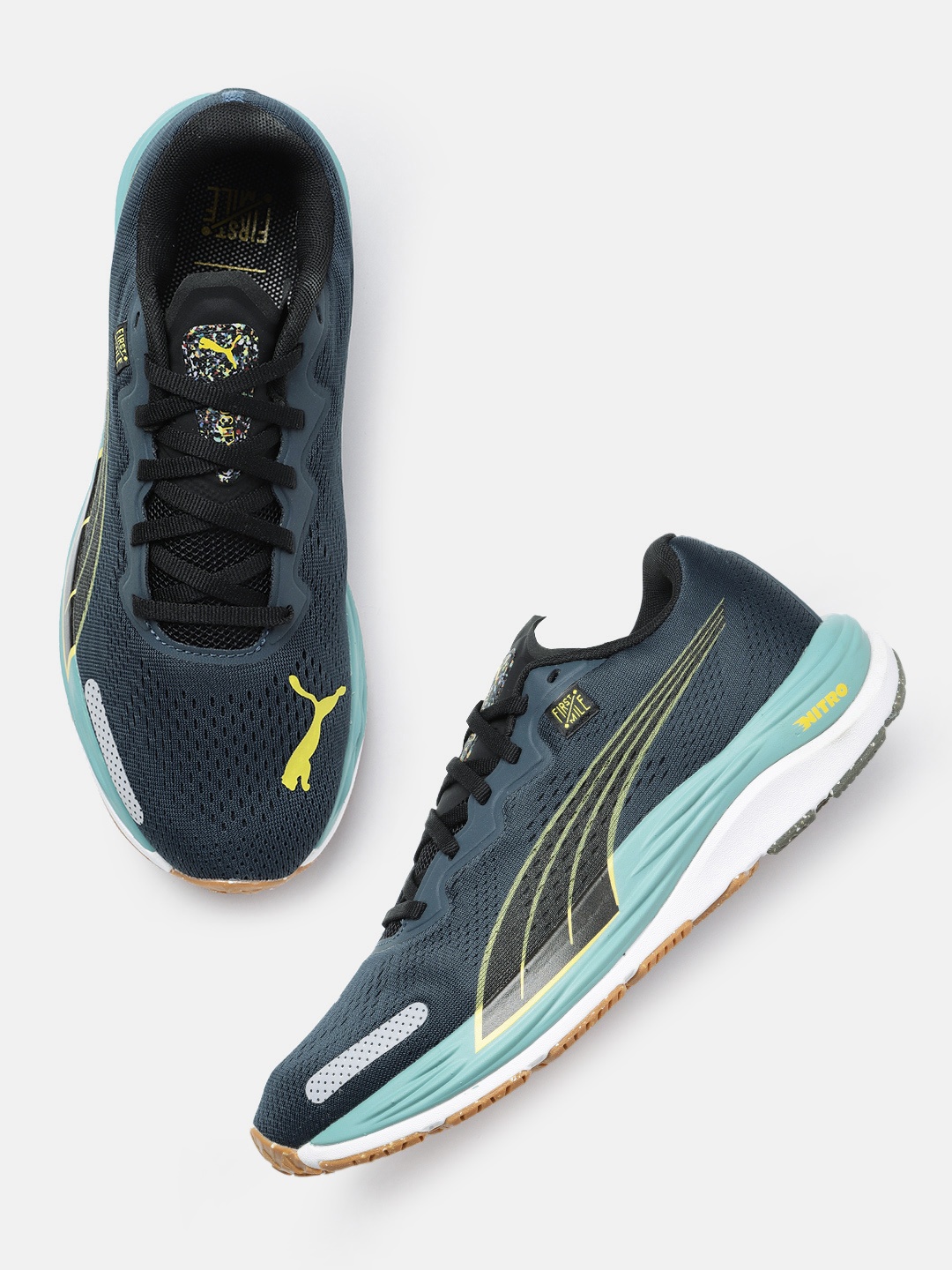 

Puma x First Mile Men Solid Velocity Nitro 2 Road Running Shoes, Teal