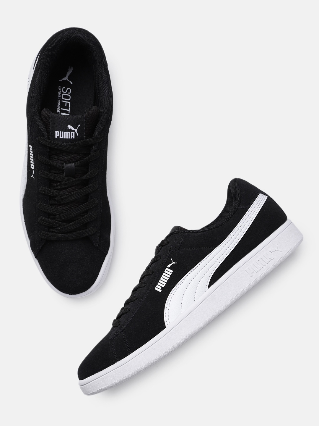 

Puma Unisex Solid Leather Smash 3.0 Sneakers, Black