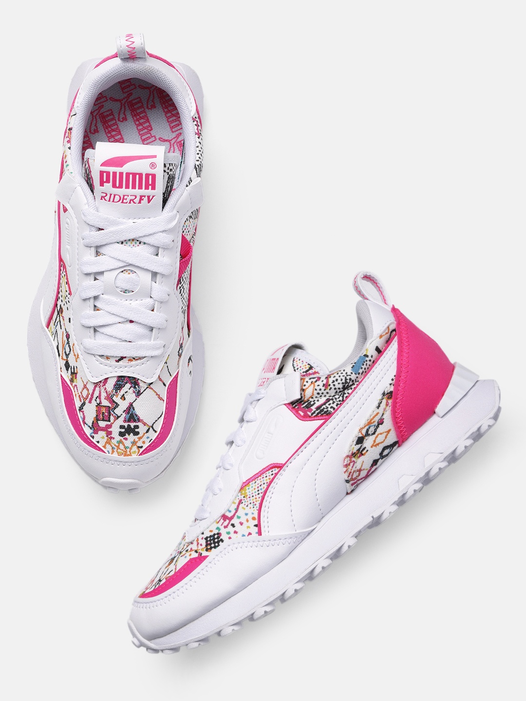 

Puma Women Abstract Print Rider FV Artisan Regular Sneakers, White