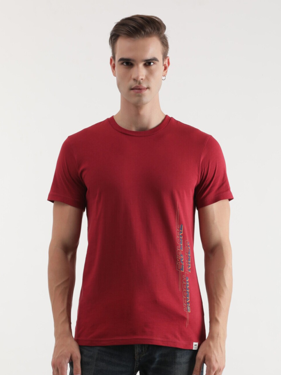 

Lee Typography Printed Cotton Slim Fit T-shirt, Red