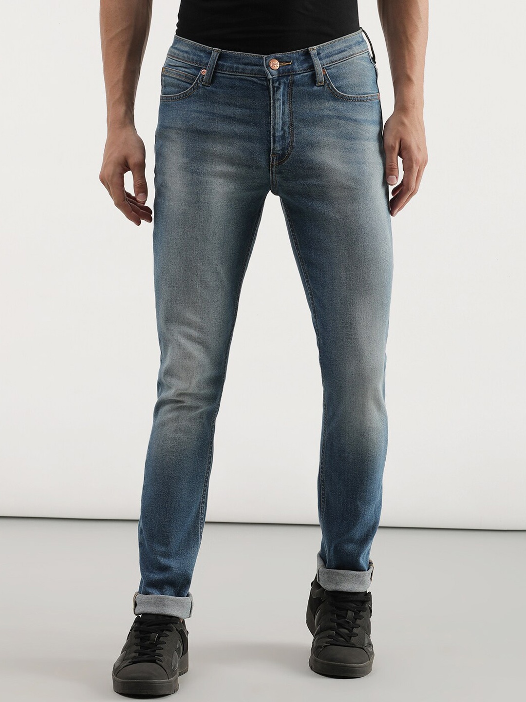 

Lee Men Bruce Skinny Fit Heavy Fade Cotton Jeans, Blue