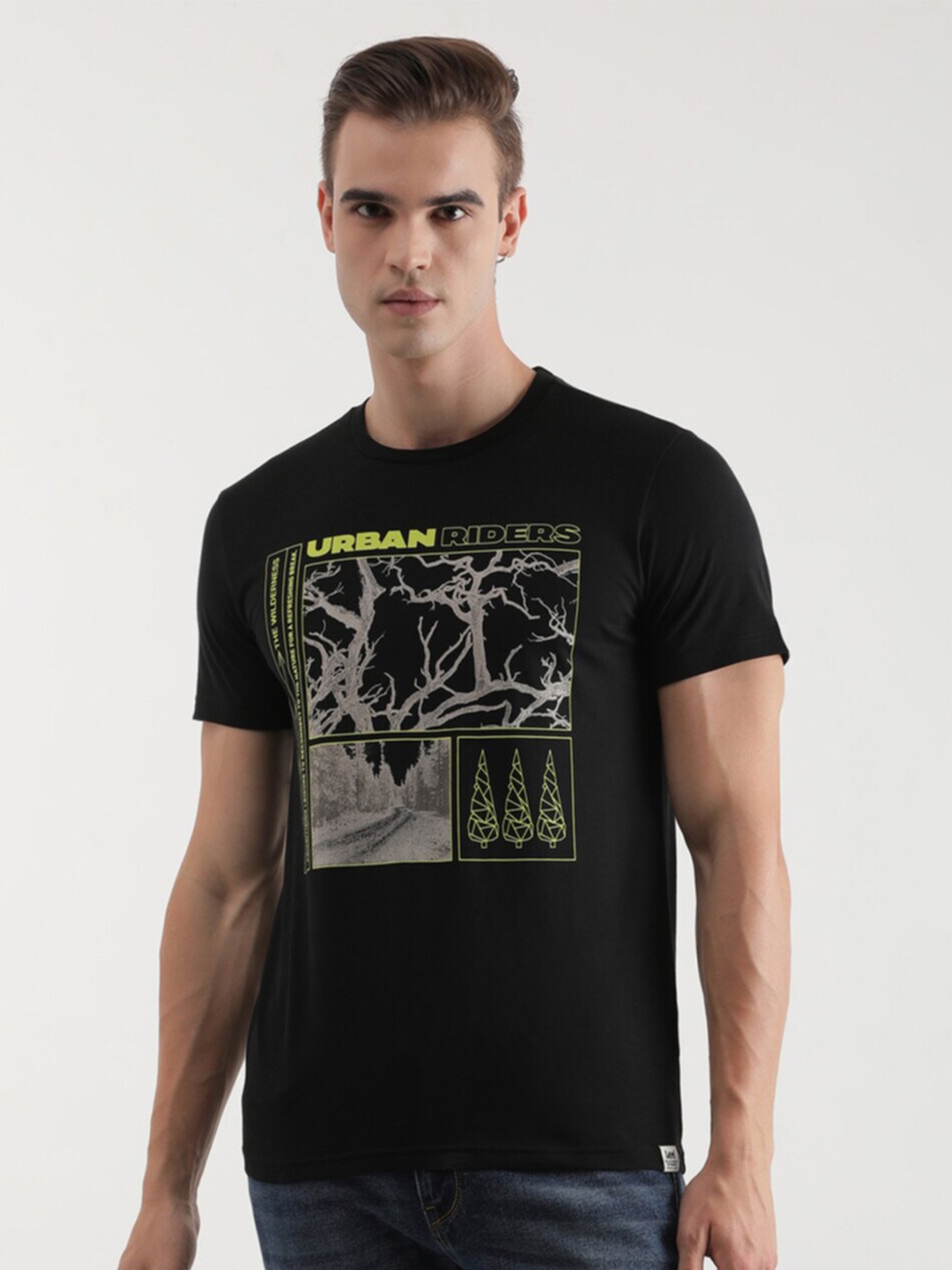 

Lee Graphic Printed Cotton Slim Fit T-shirt, Black