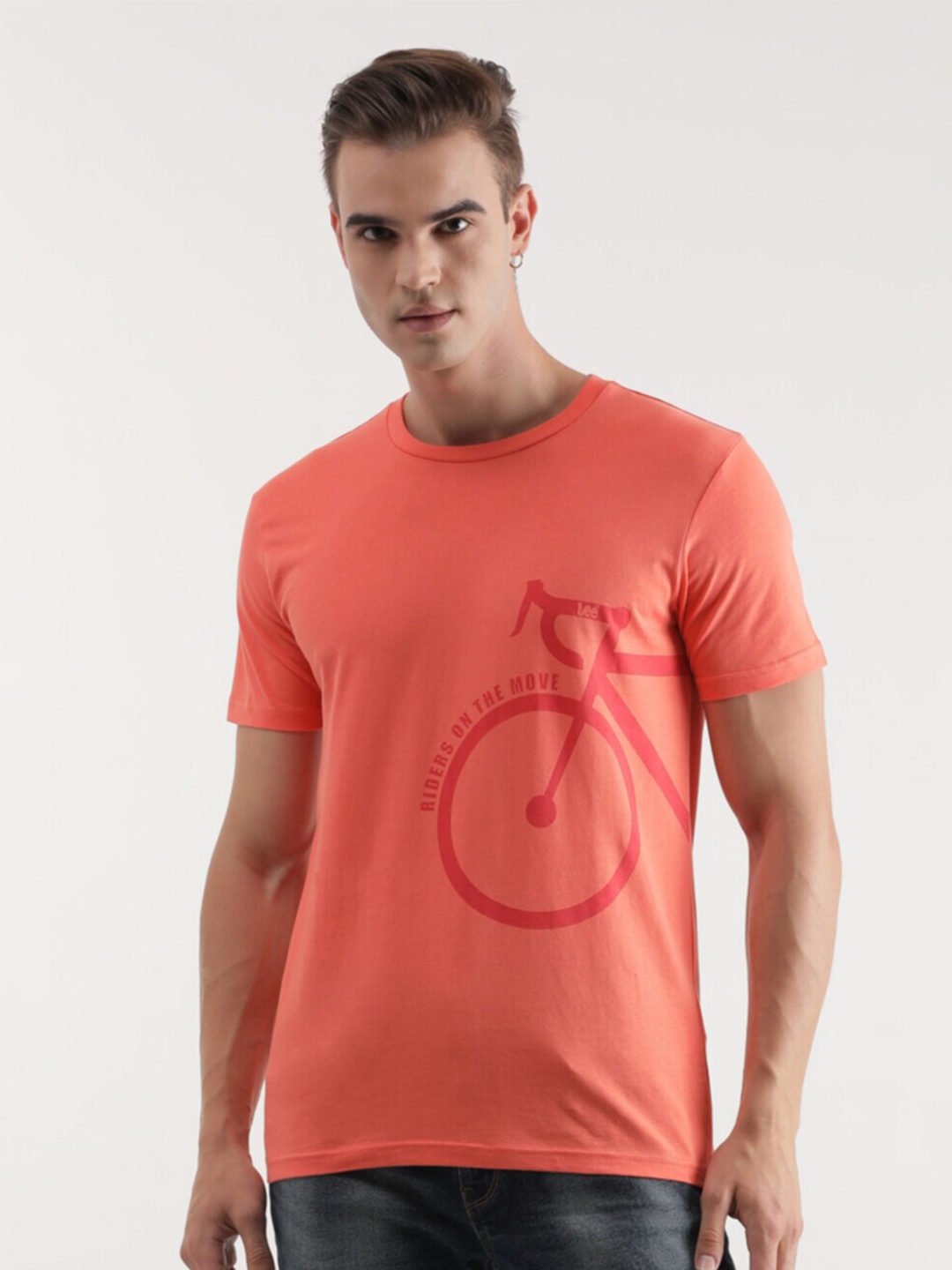 

Lee Graphic Printed Cotton Slim Fit T-shirt, Orange