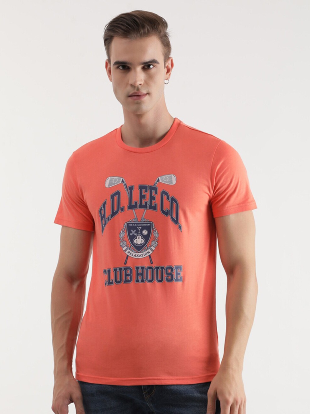 

Lee Typography Printed Cotton Slim Fit T-shirt, Orange