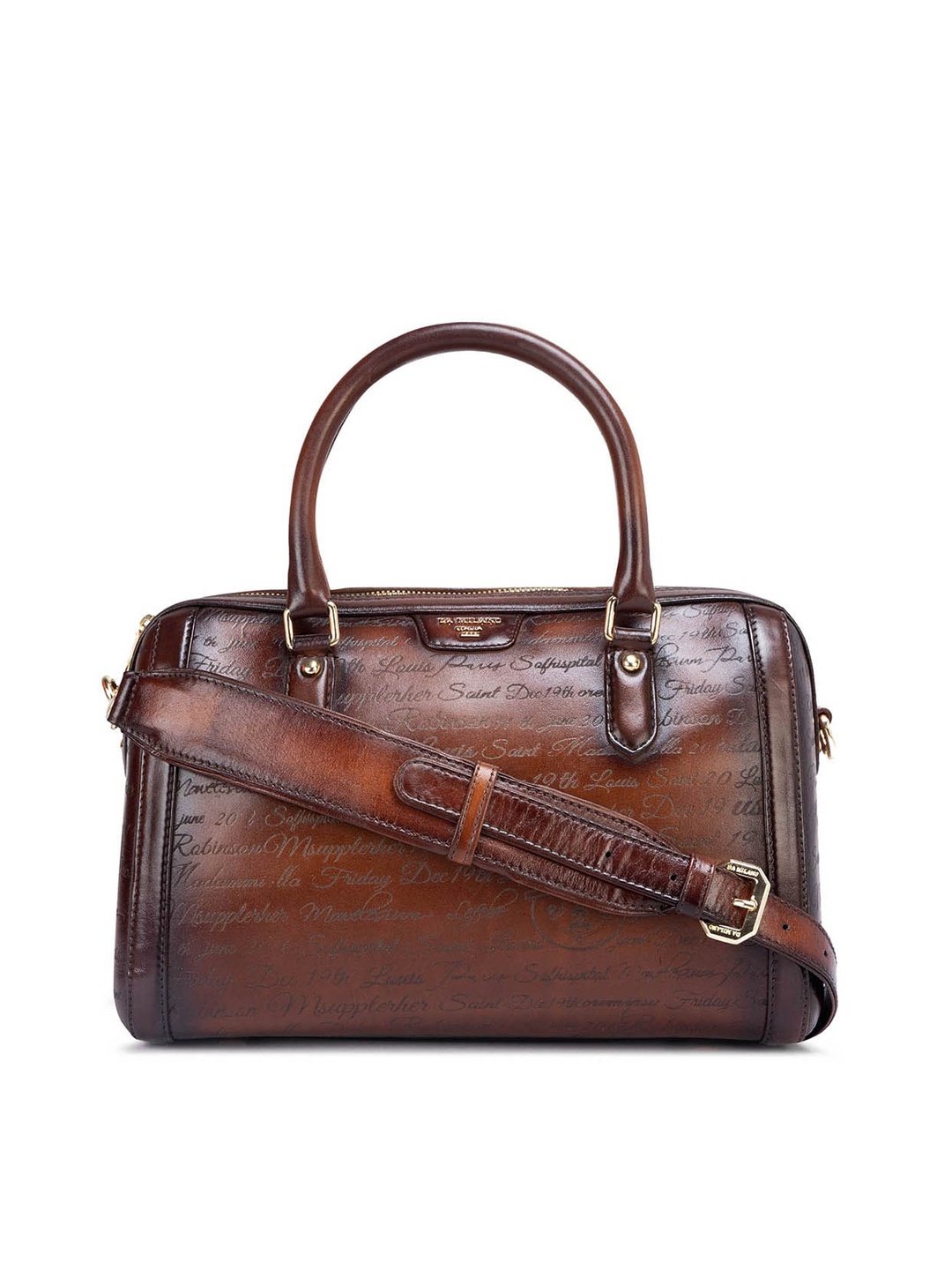 

Da Milano Textured Leather Structured Handheld Bag, Brown