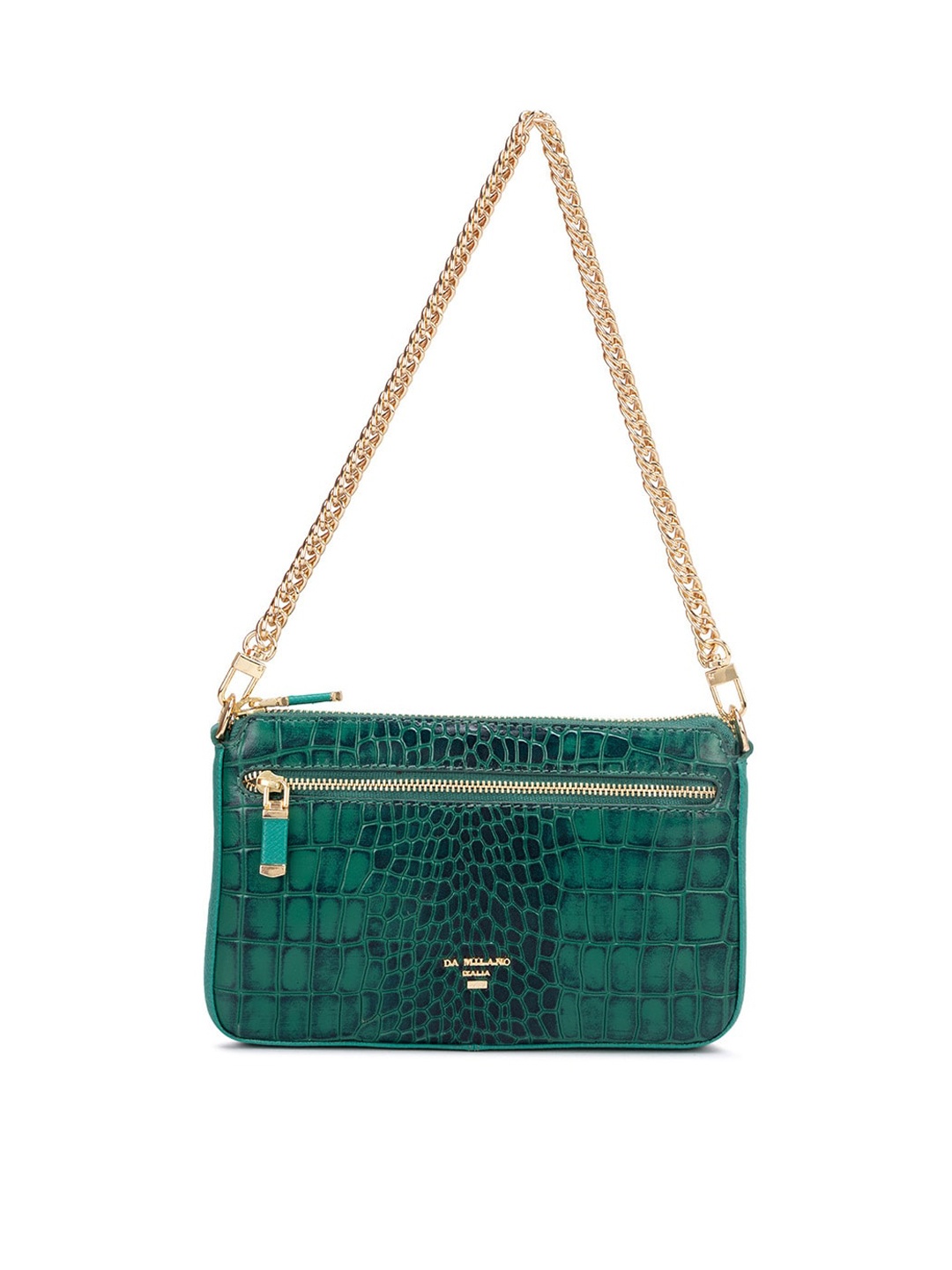 

Da Milano Textured Leather Structured Shoulder Bag, Green