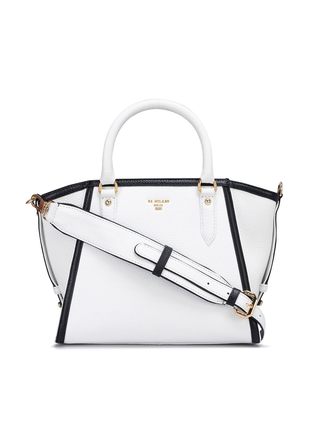 

Da Milano Textured Leather Structured Handheld Bag, White