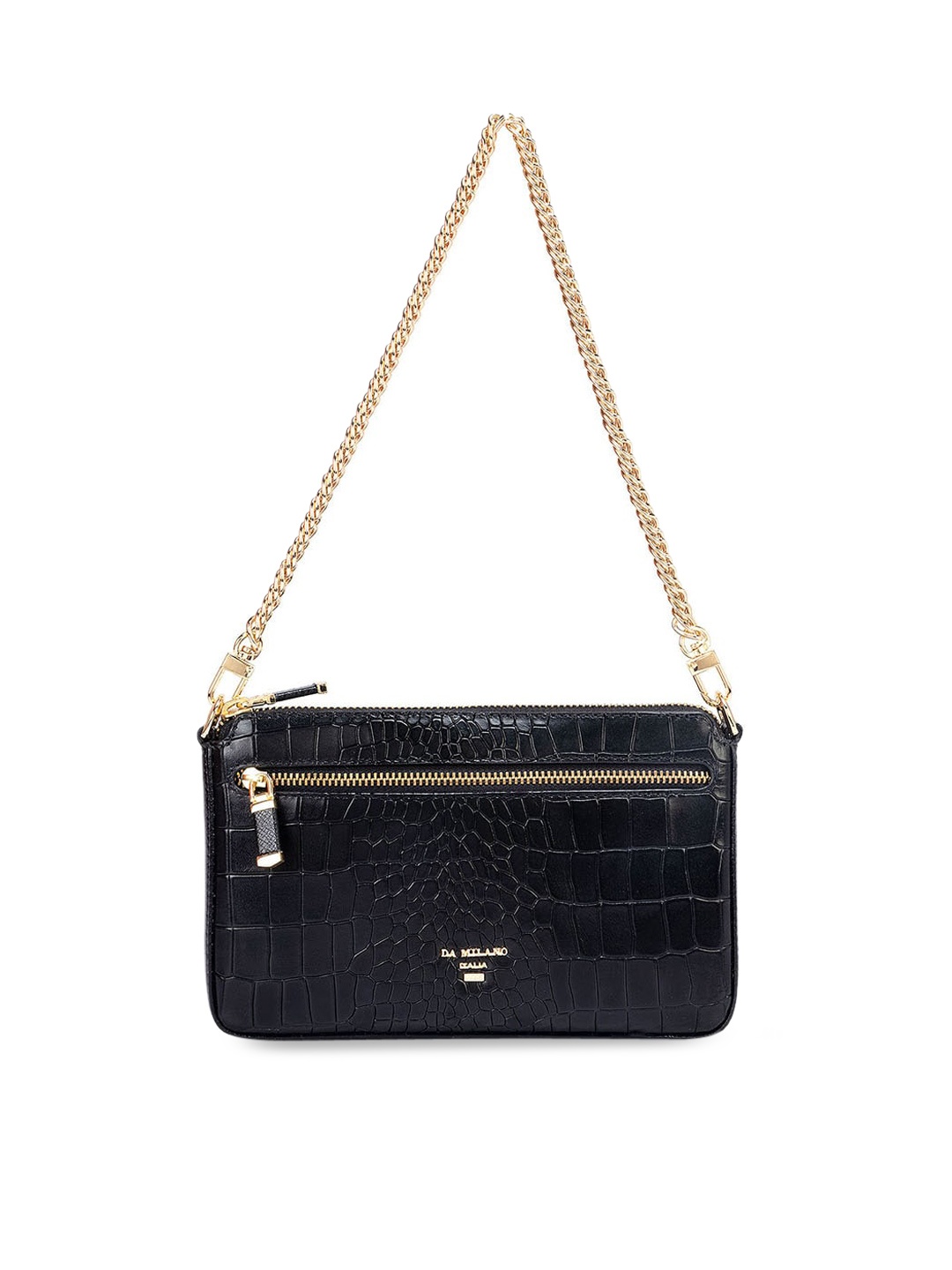 

Da Milano Textured Leather Structured Shoulder Bag, Black